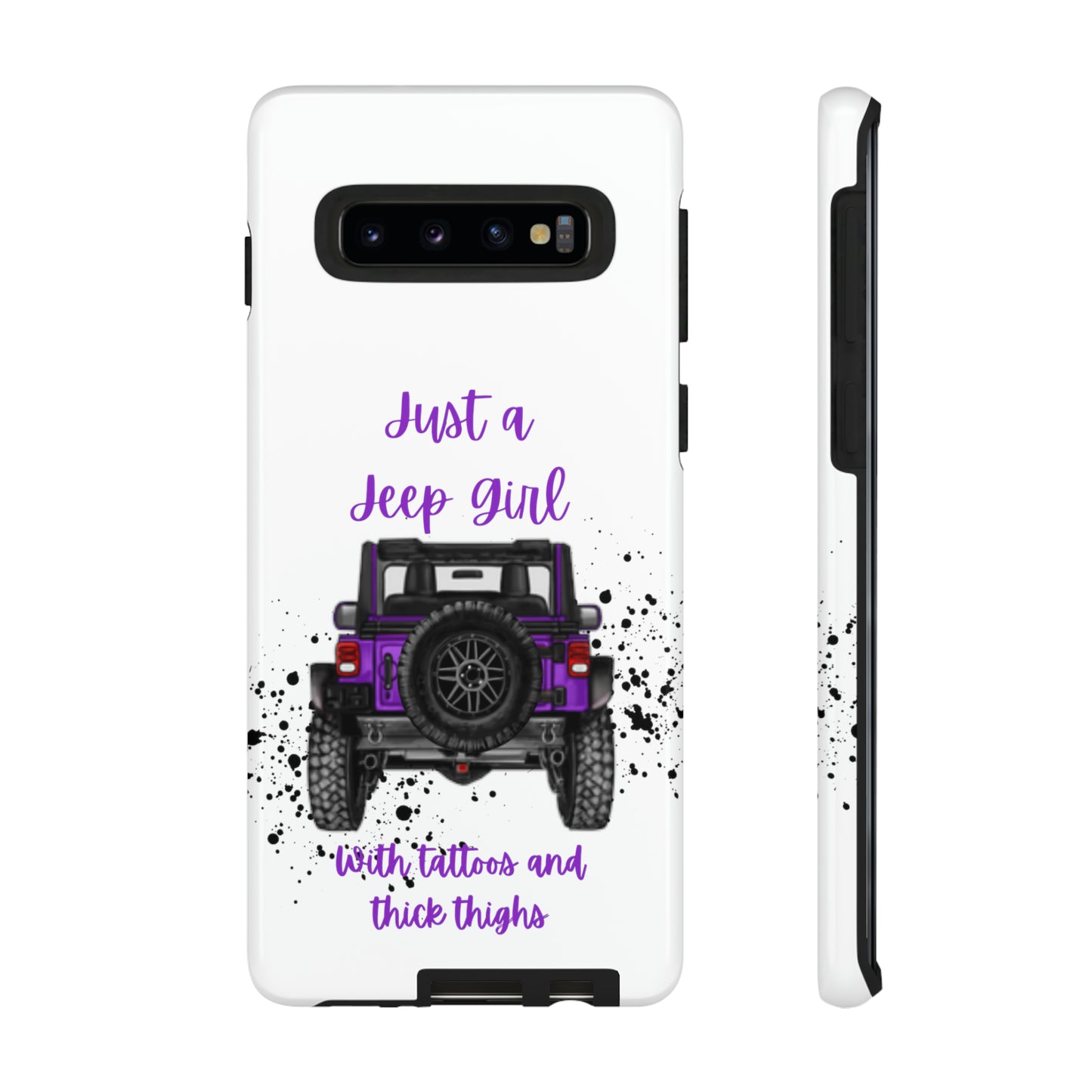 Off Road Girl with Tattoos and Thick Thighs Purple Protective Phone Case