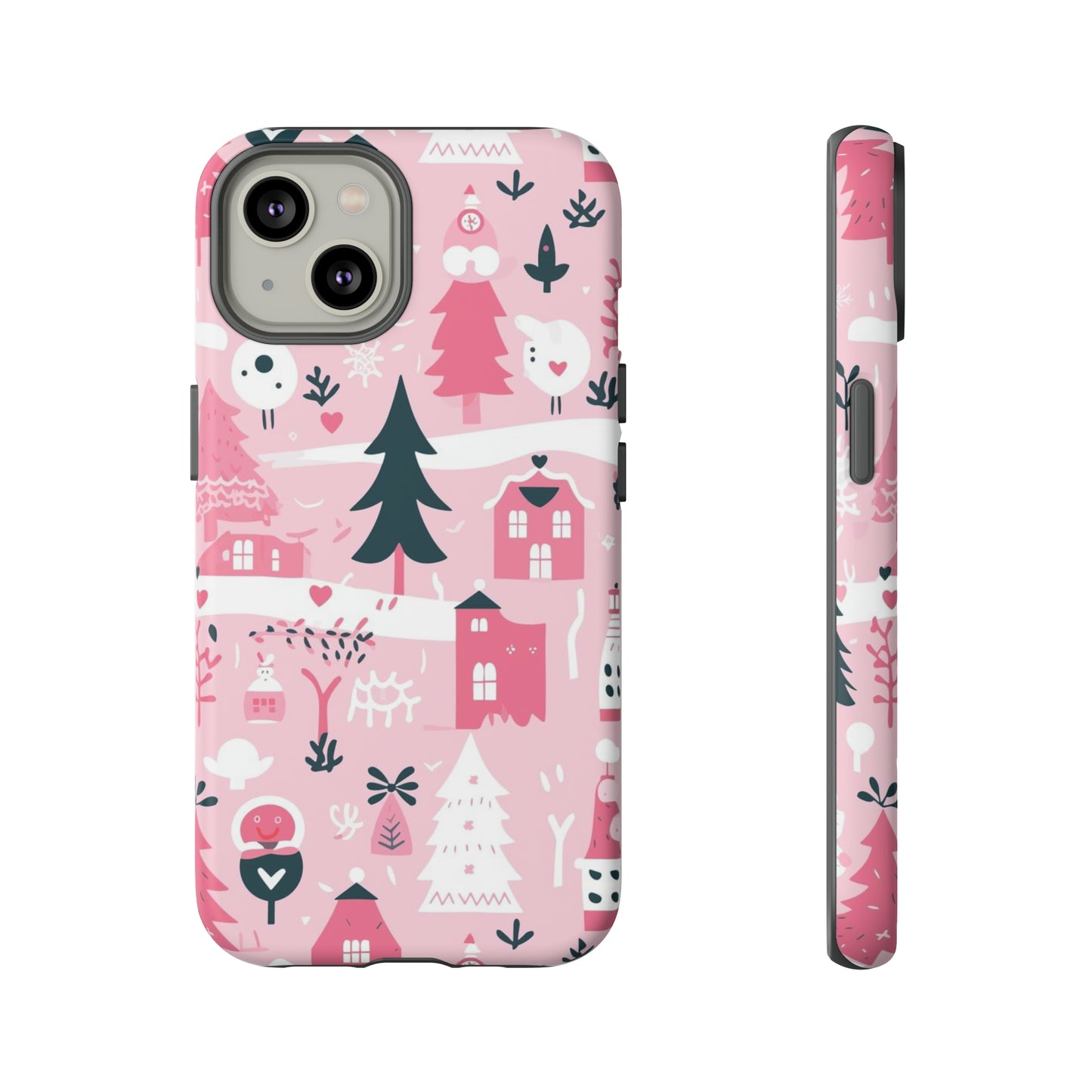 Pink Christmas Design Protective Case for Iphone, Samsung and Google Phones