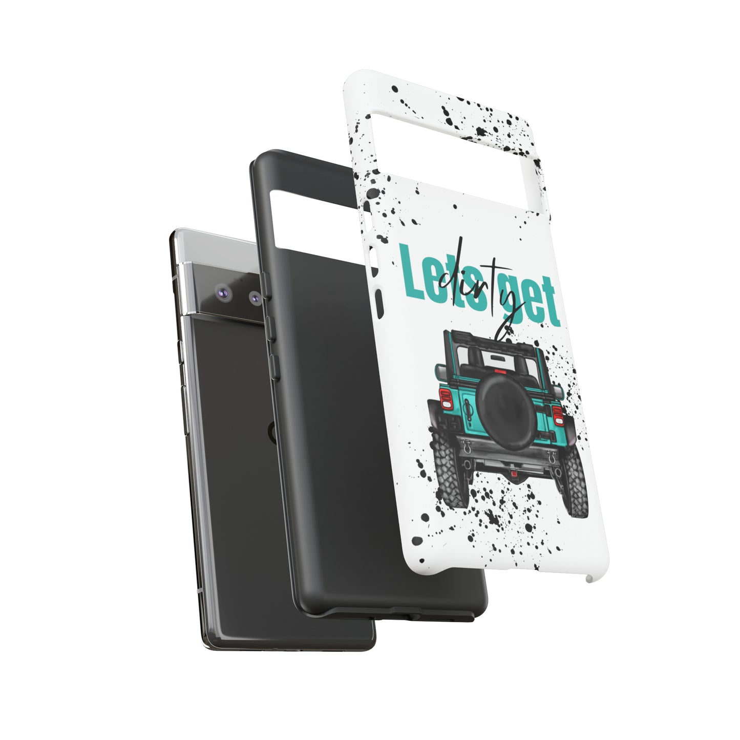 Lets Get Dirty Protective Phone Case for Iphone, Google and Samsung Splatter Turquoise