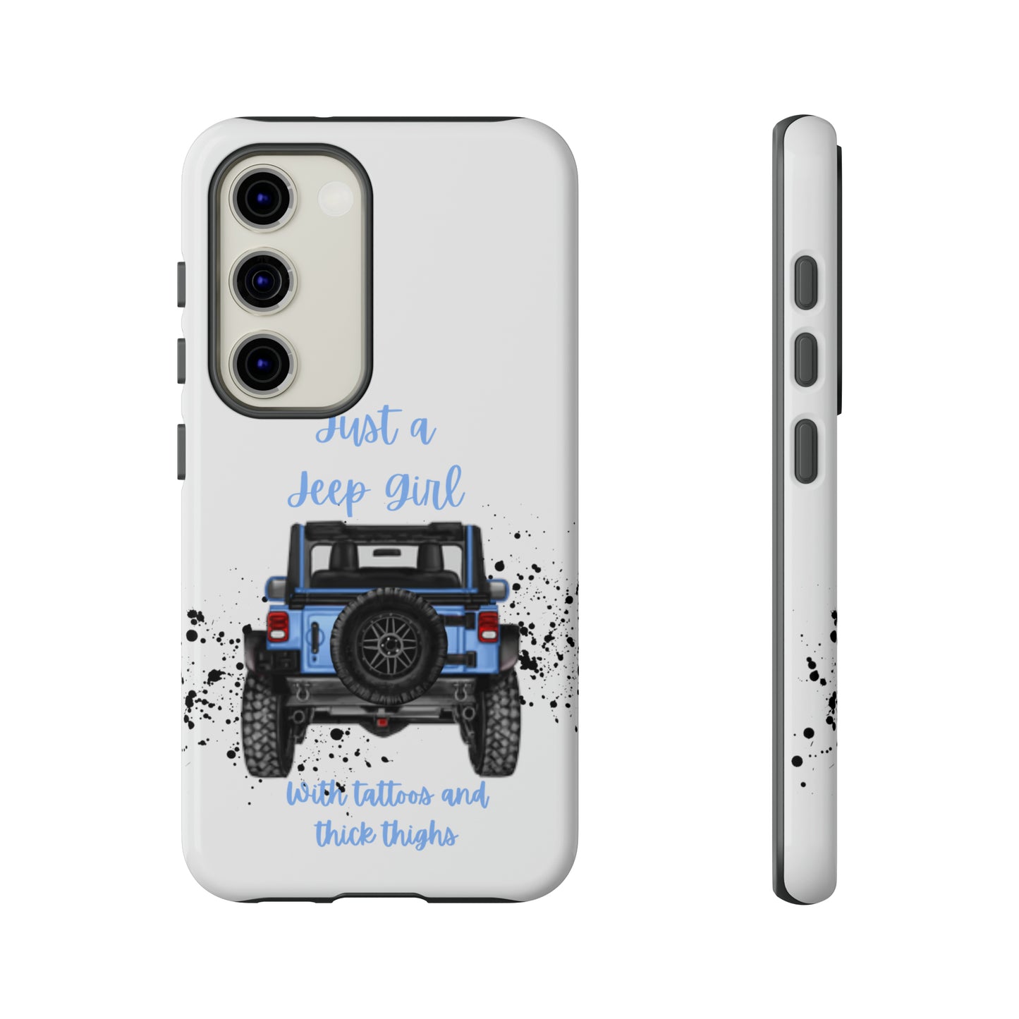 Off Road Girl with Tattoos and Thick Thighs Blue Protective Phone Case