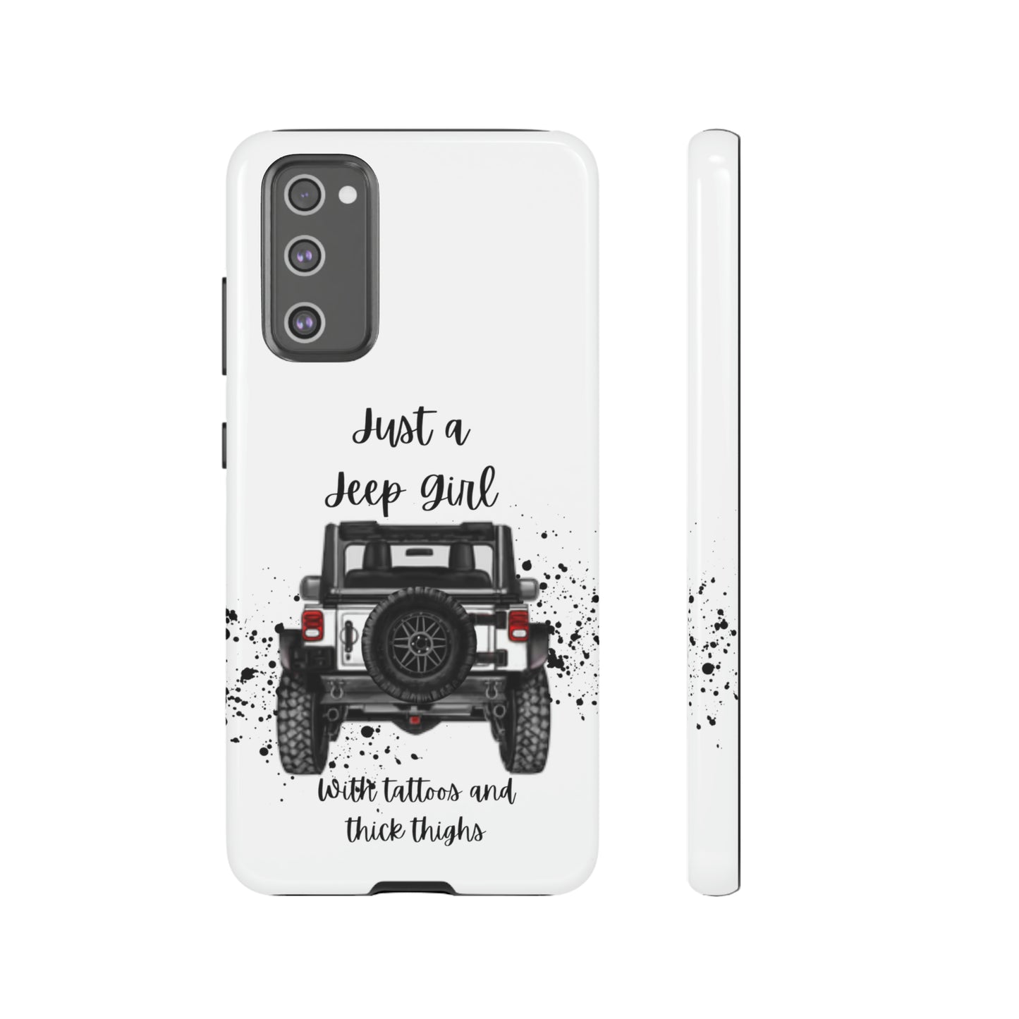 Off Road Girl with Tattoos and Thick Thighs Black Protective Phone Case