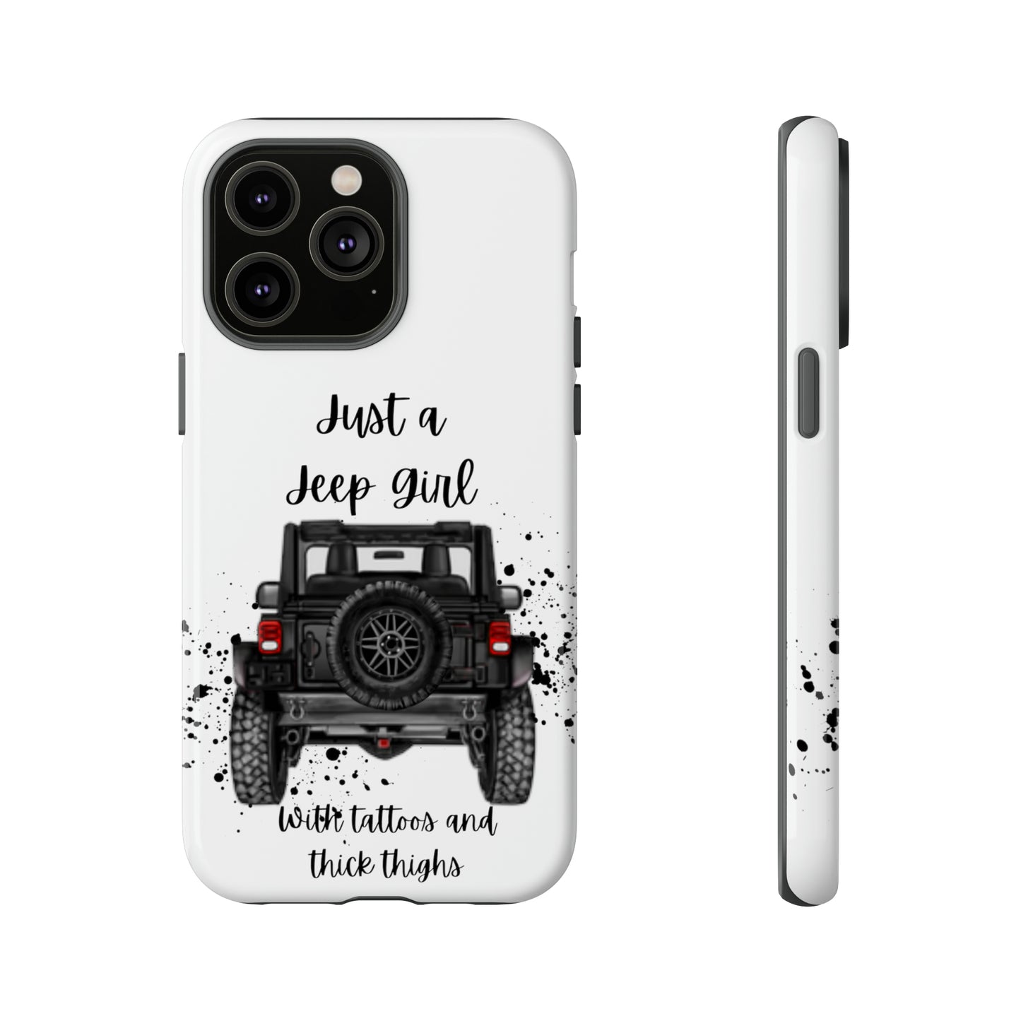 Off Road Girl with Tattoos and Thick Thighs Black Protective Phone Case