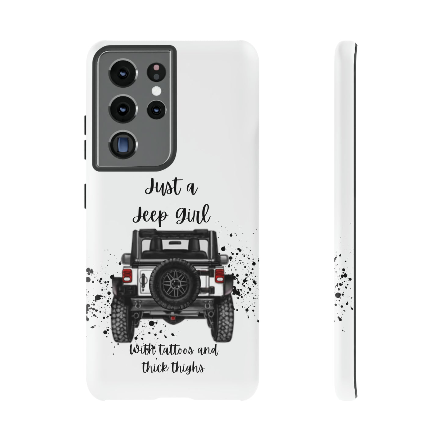 Off Road Girl with Tattoos and Thick Thighs Black Protective Phone Case