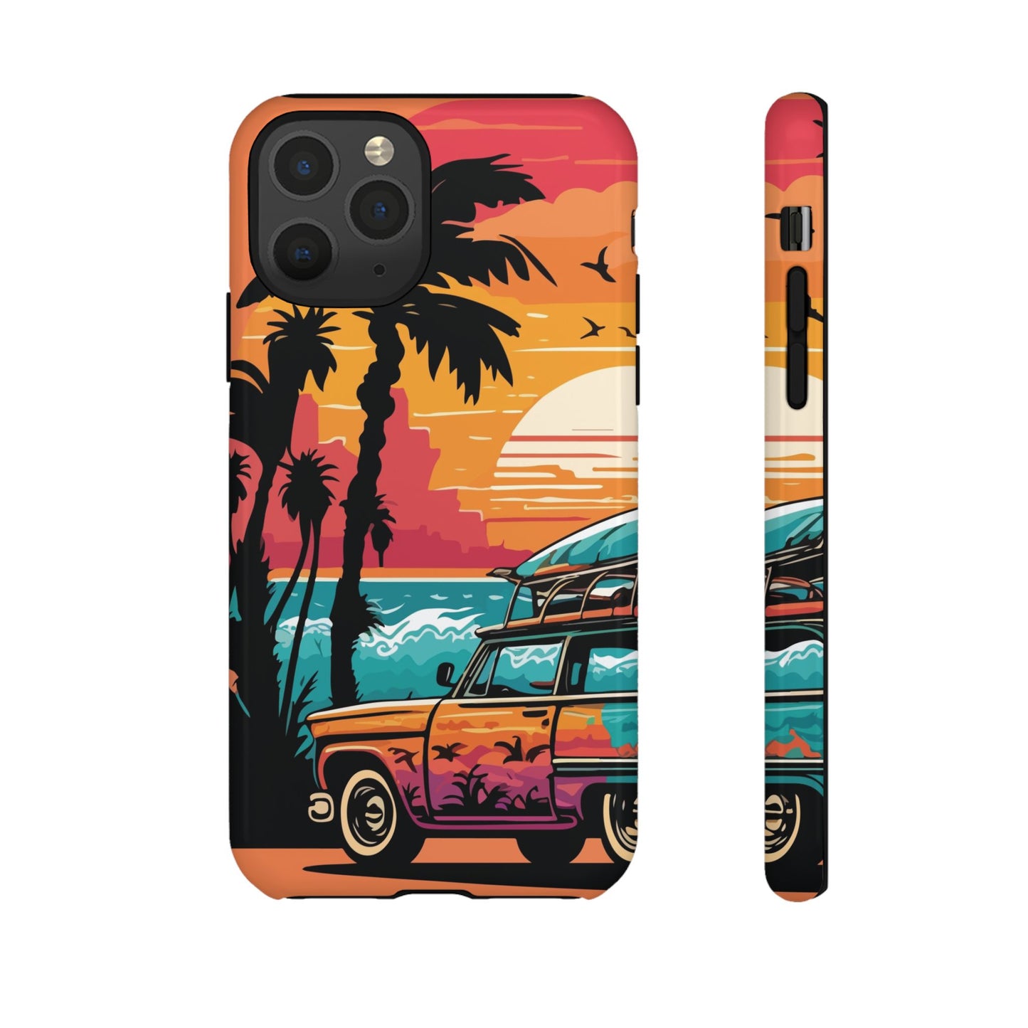 Summer Retro Sunset Protective Phone Case