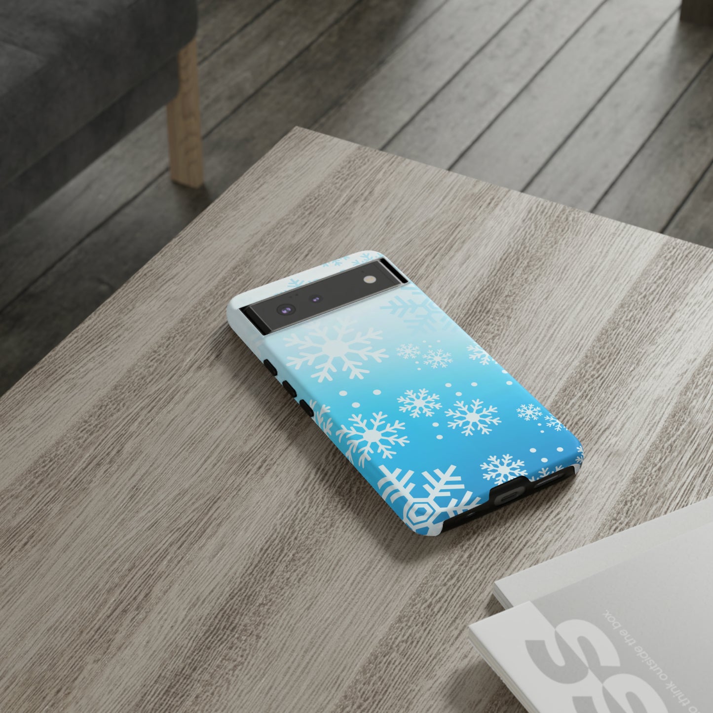 Winter, frozen, snowflake ombré protective phone case for Google, Samsung and IPhone