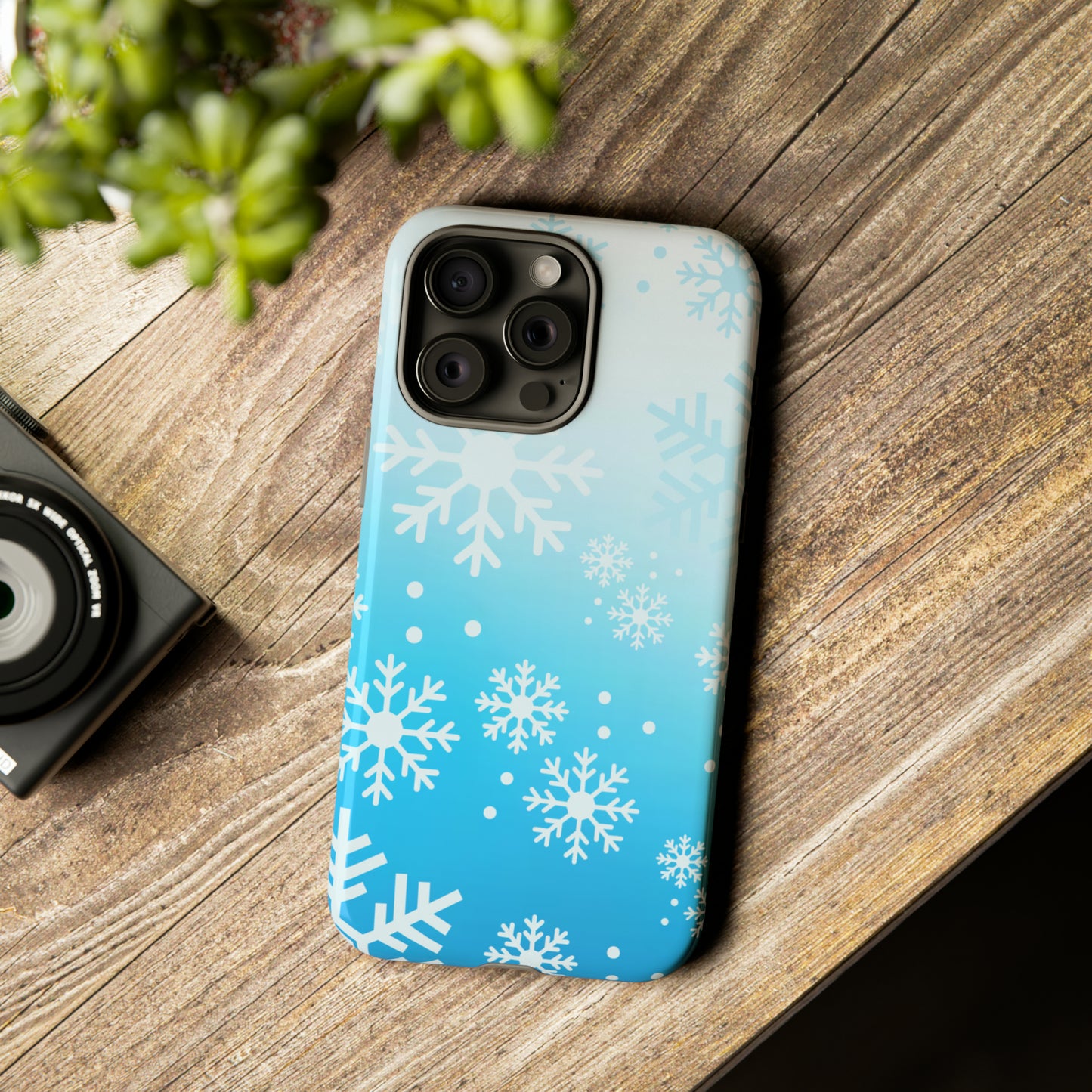 Winter, frozen, snowflake ombré protective phone case for Google, Samsung and IPhone