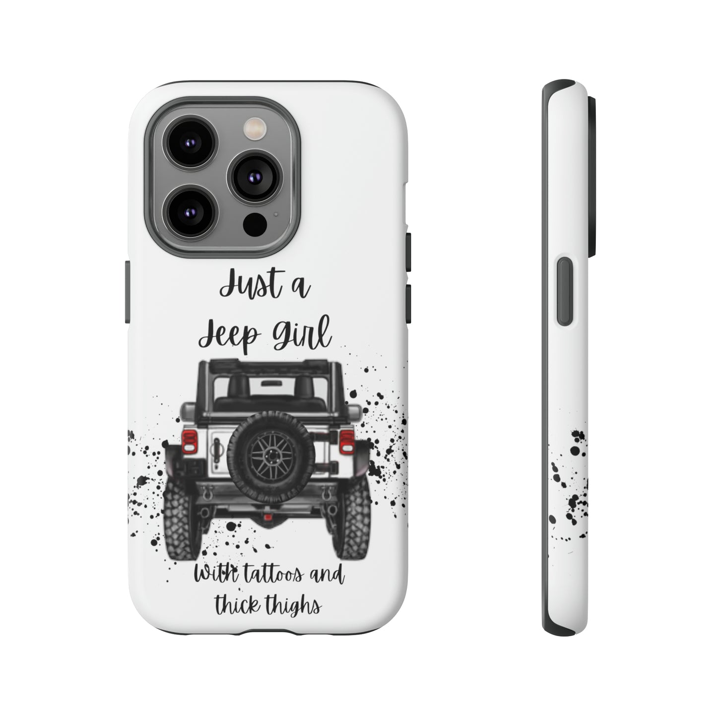 Off Road Girl with Tattoos and Thick Thighs Black Protective Phone Case