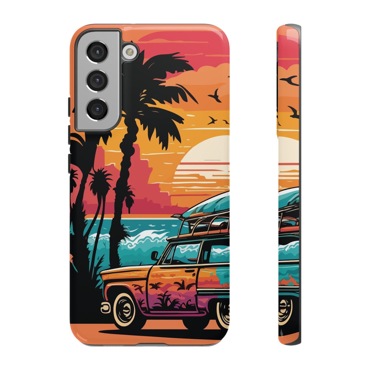 Summer Retro Sunset Protective Phone Case