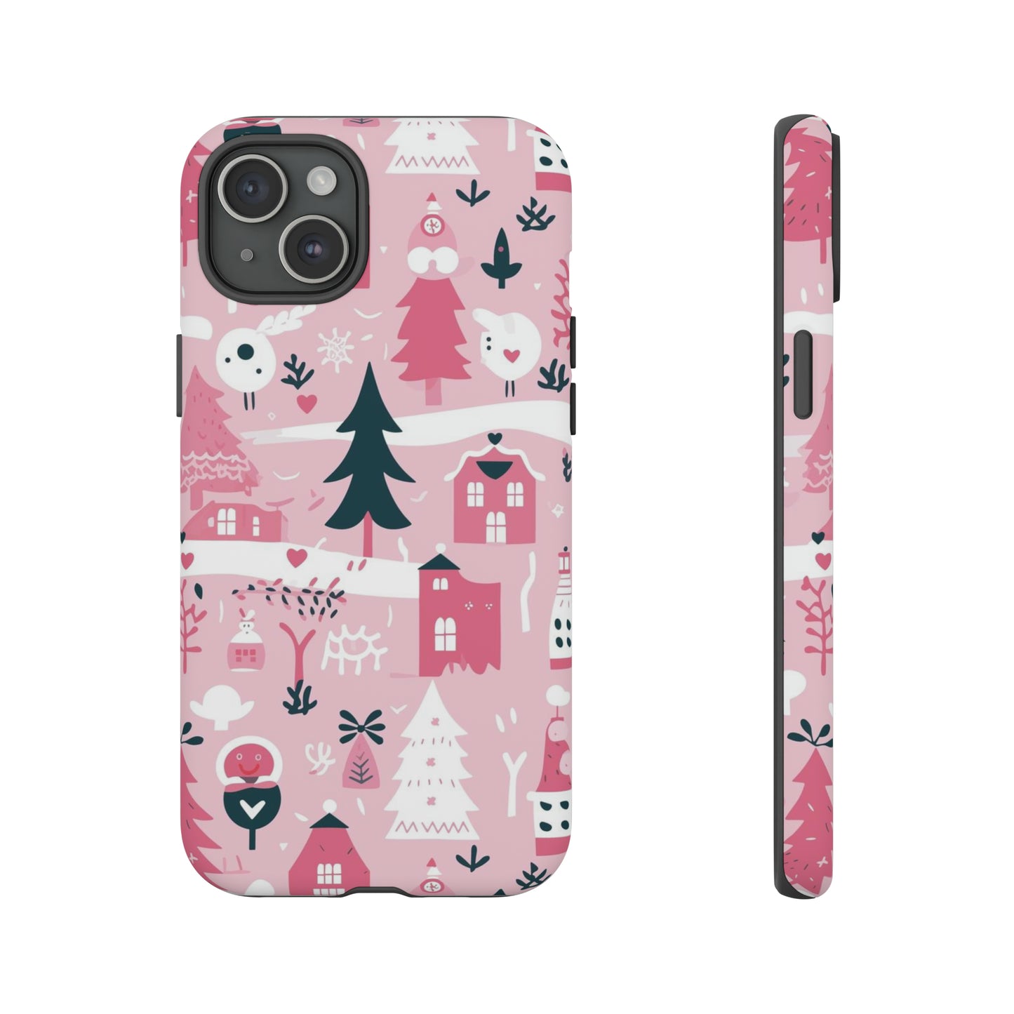 Pink Christmas Design Protective Case for Iphone, Samsung and Google Phones