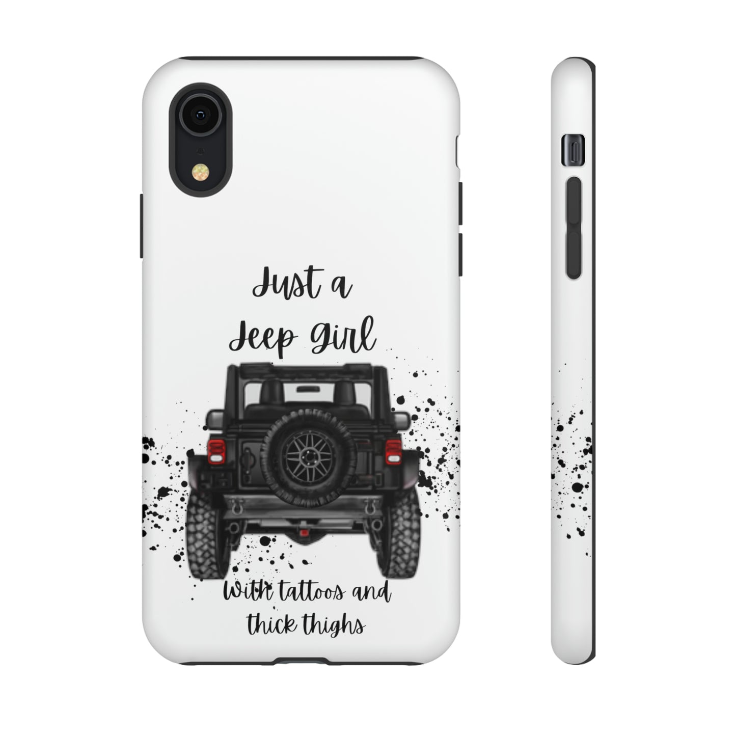 Off Road Girl with Tattoos and Thick Thighs Black Protective Phone Case