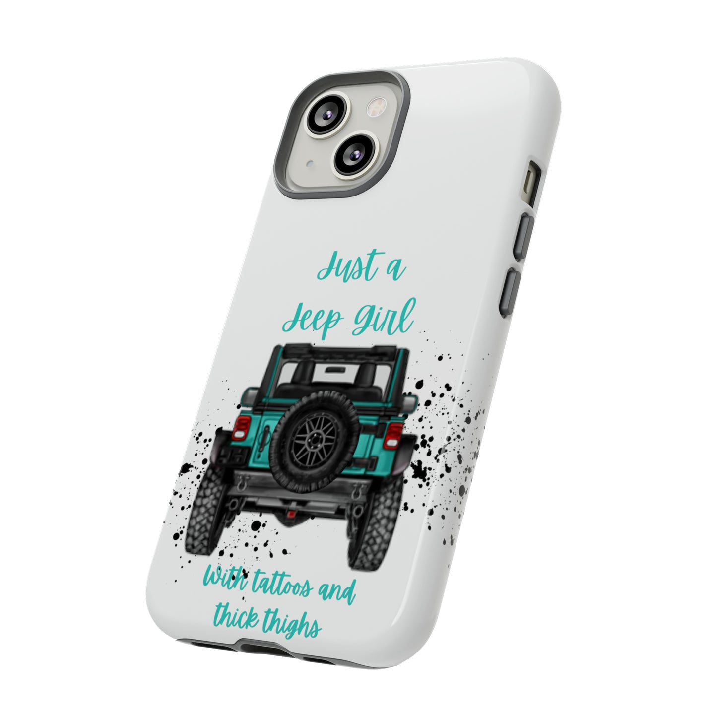 Off Road Girl with Tattoos and Thick Thighs Turquoise Protective Phone Case