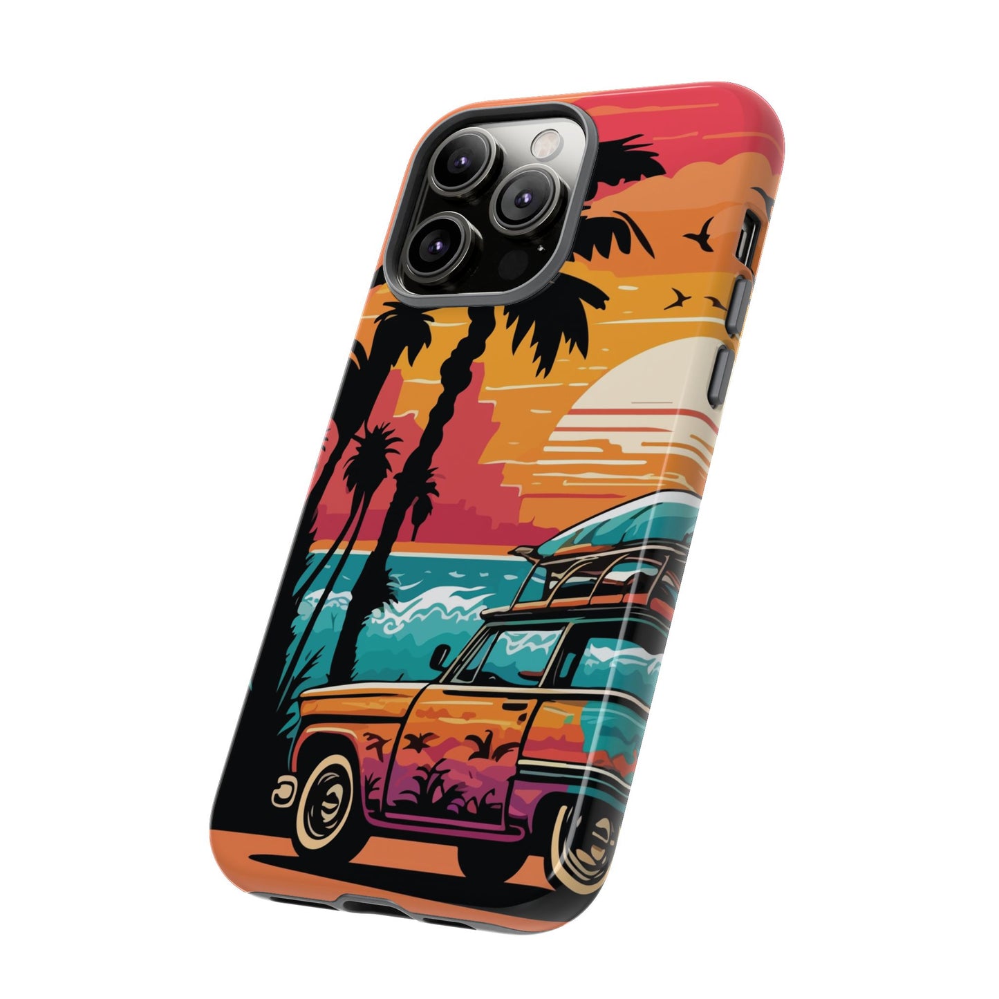 Summer Retro Sunset Protective Phone Case