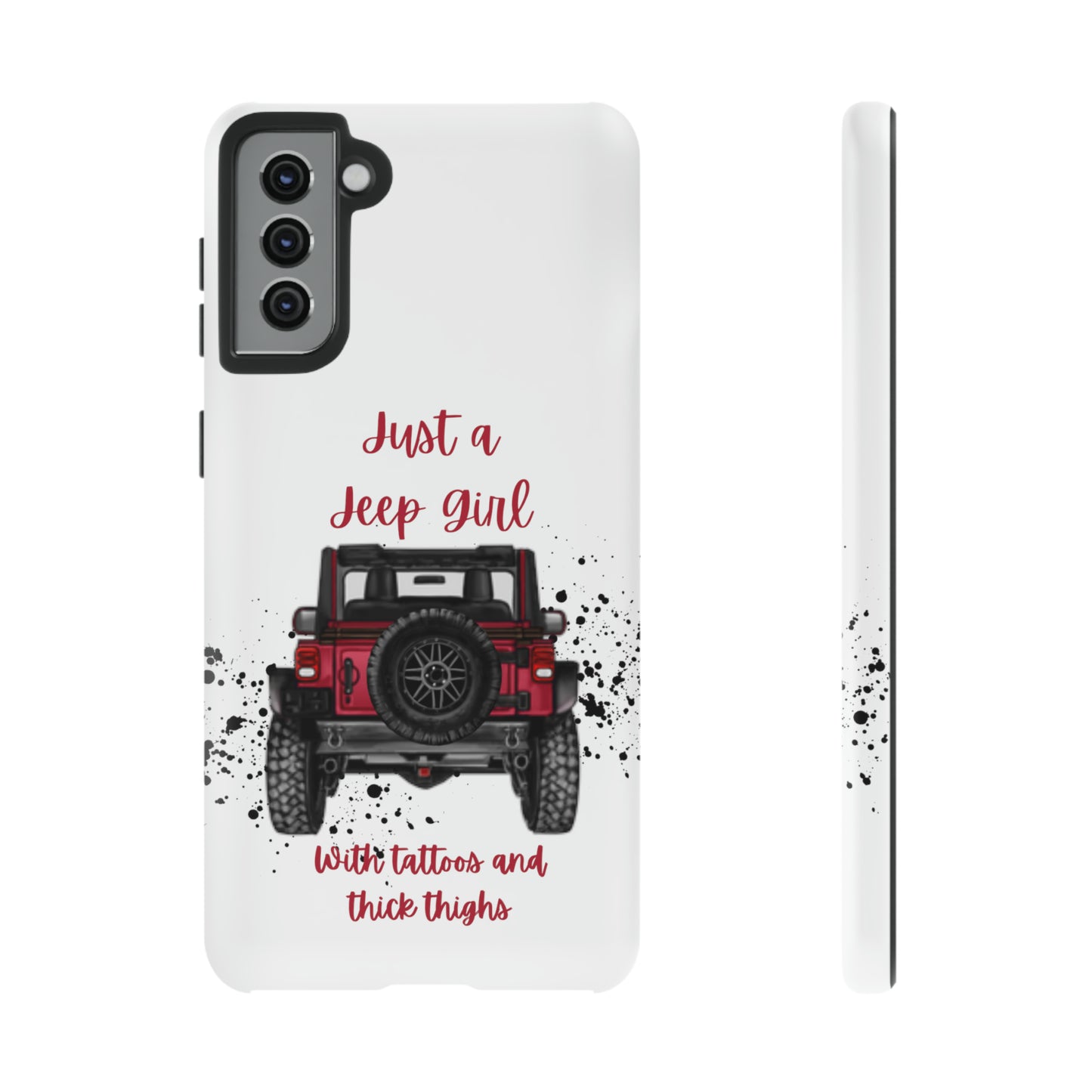 Off Road Girl with Tattoos and Thick Thighs Red Protective Phone Case