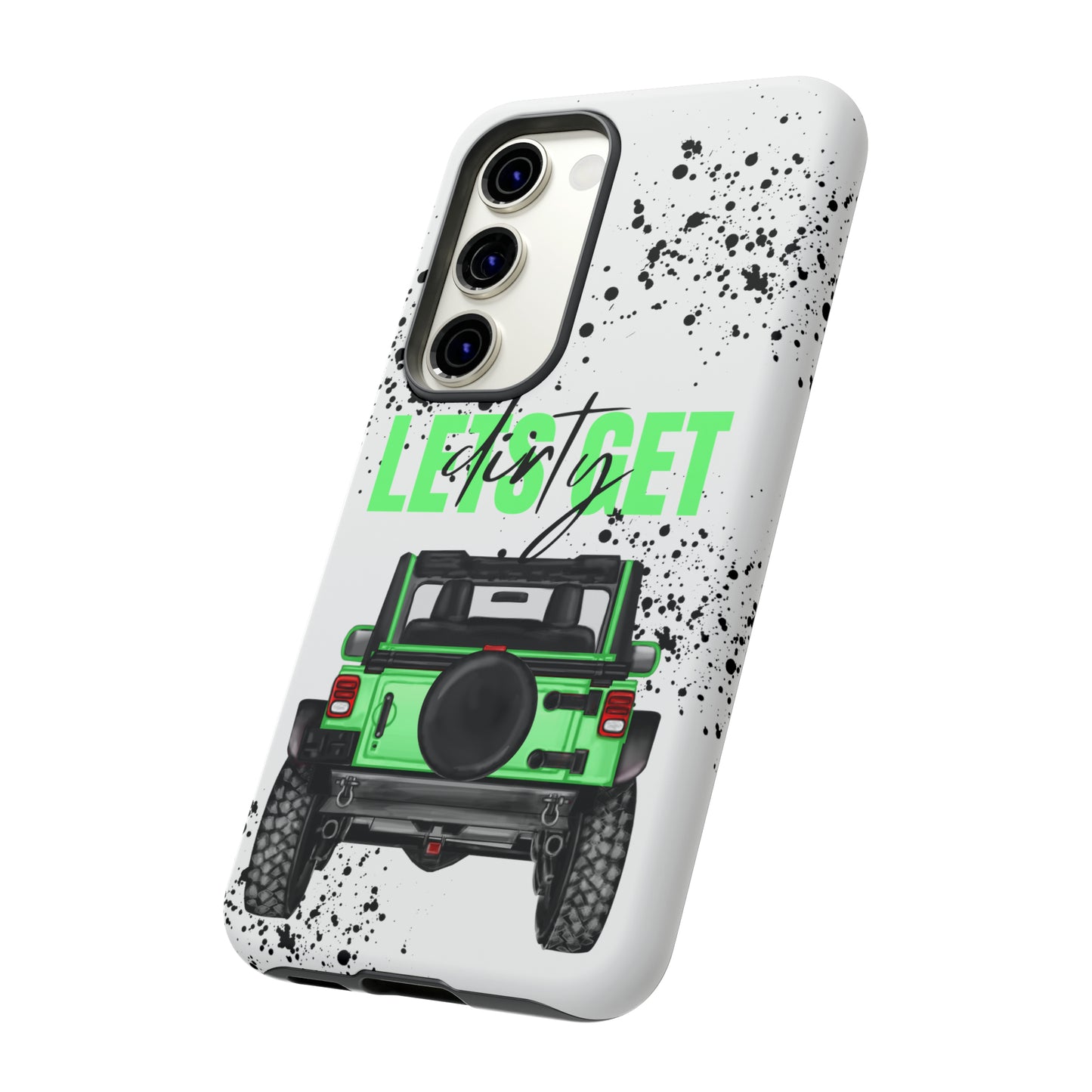 Lets Get Dirty Off Road Green Splatter Protective Phone Case