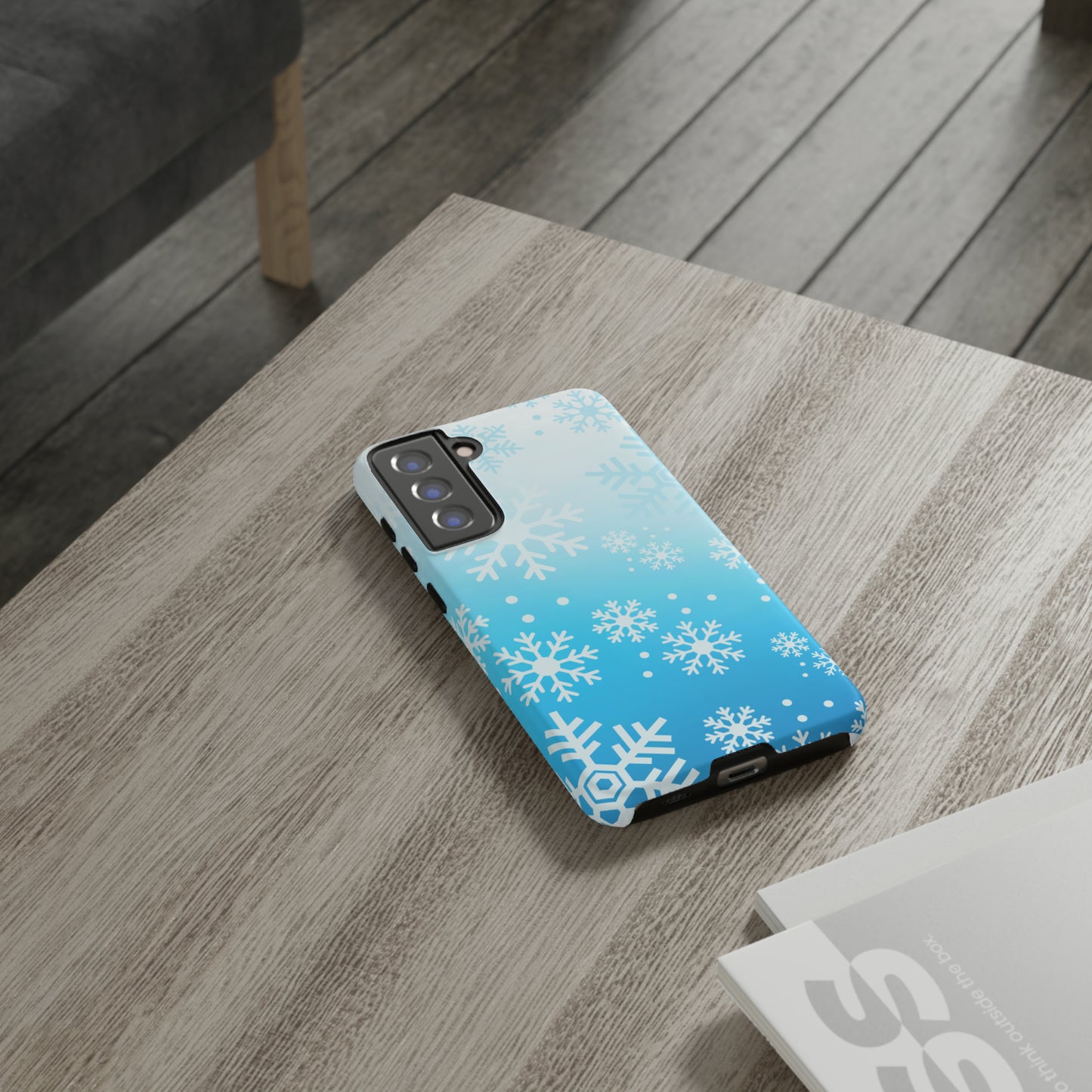 Winter, frozen, snowflake ombré protective phone case for Google, Samsung and IPhone