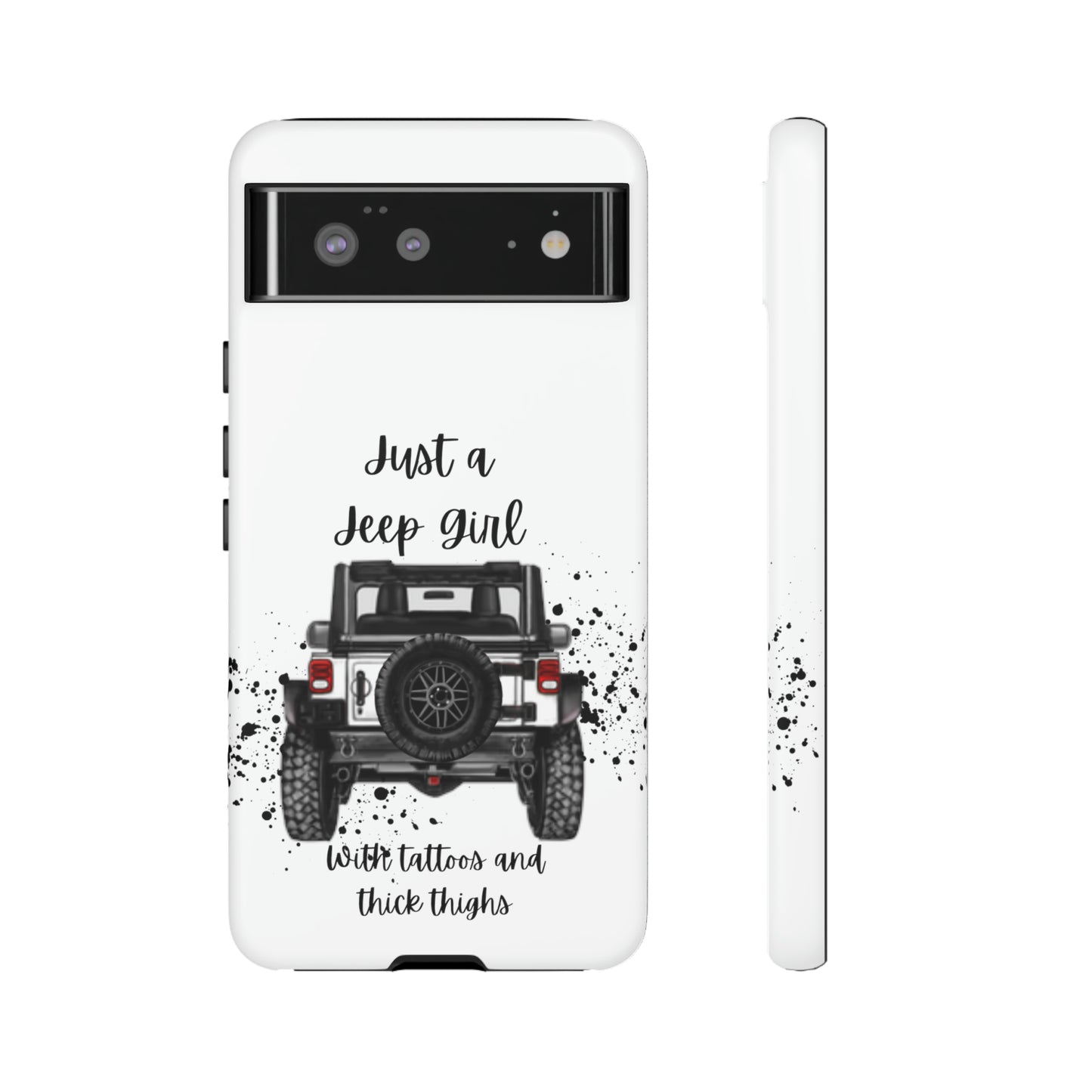 Off Road Girl with Tattoos and Thick Thighs Black Protective Phone Case