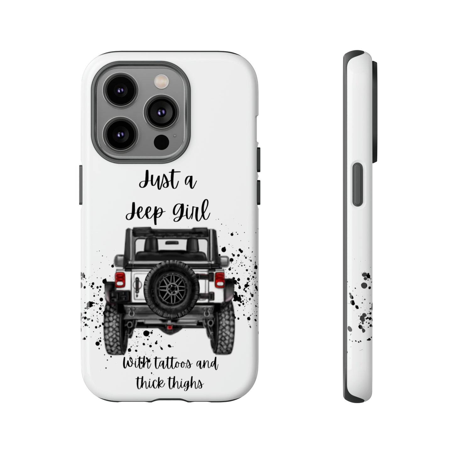 Off Road Girl with Tattoos and Thick Thighs Black Protective Phone Case