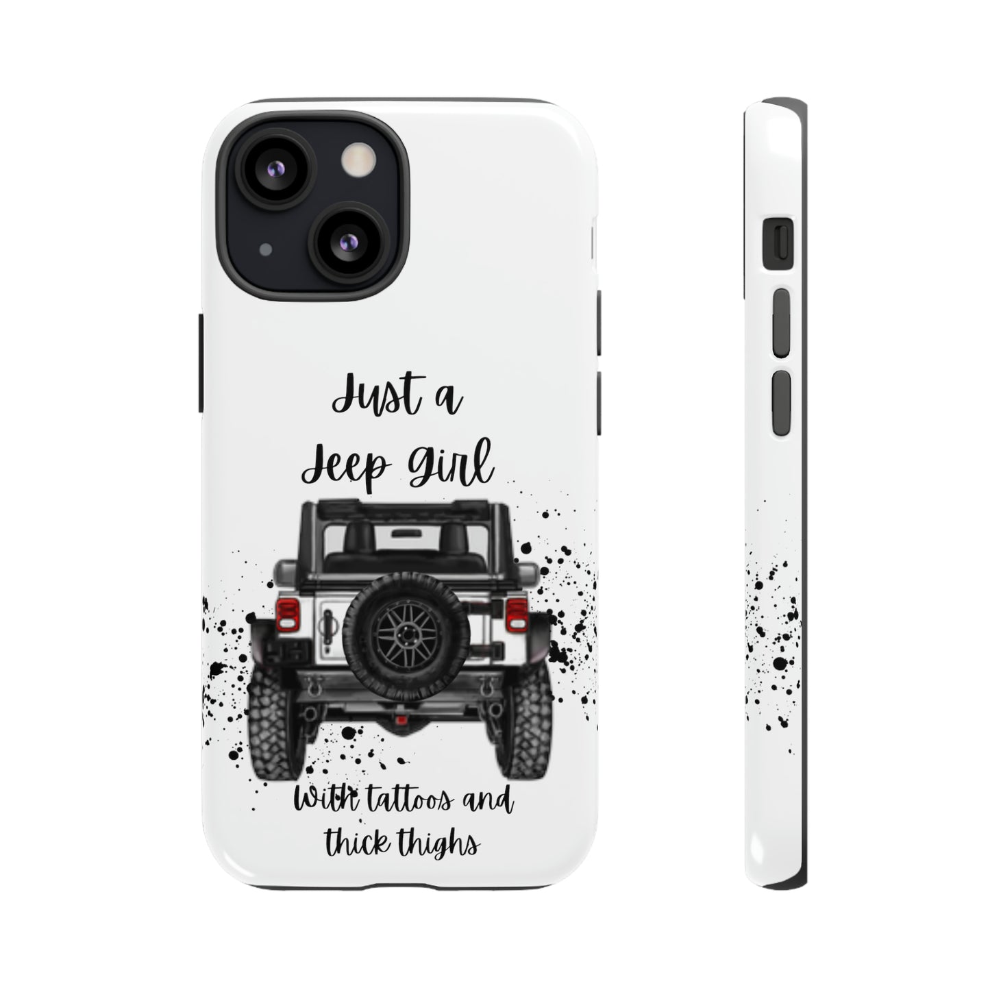 Off Road Girl with Tattoos and Thick Thighs Black Protective Phone Case