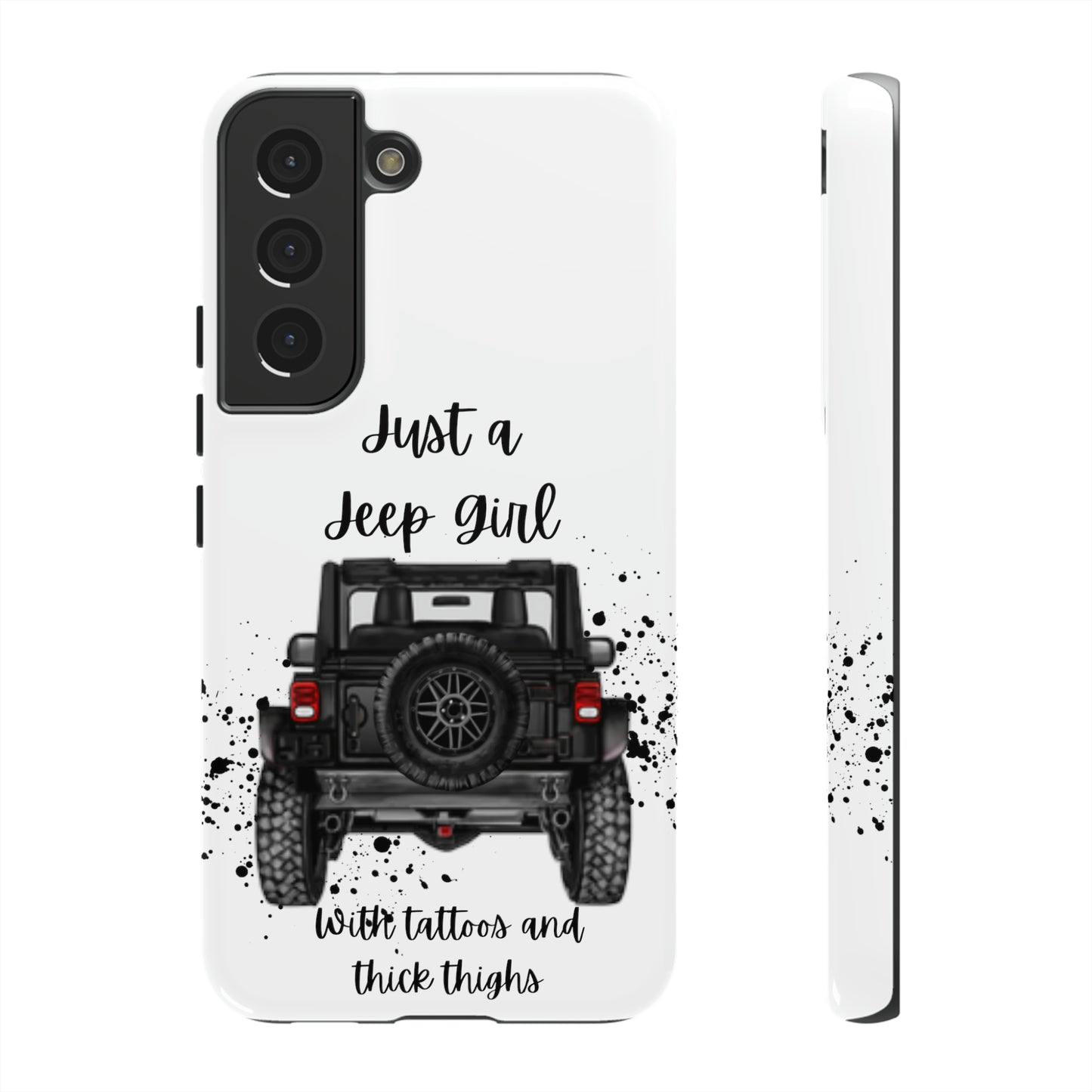 Off Road Girl with Tattoos and Thick Thighs Black Protective Phone Case