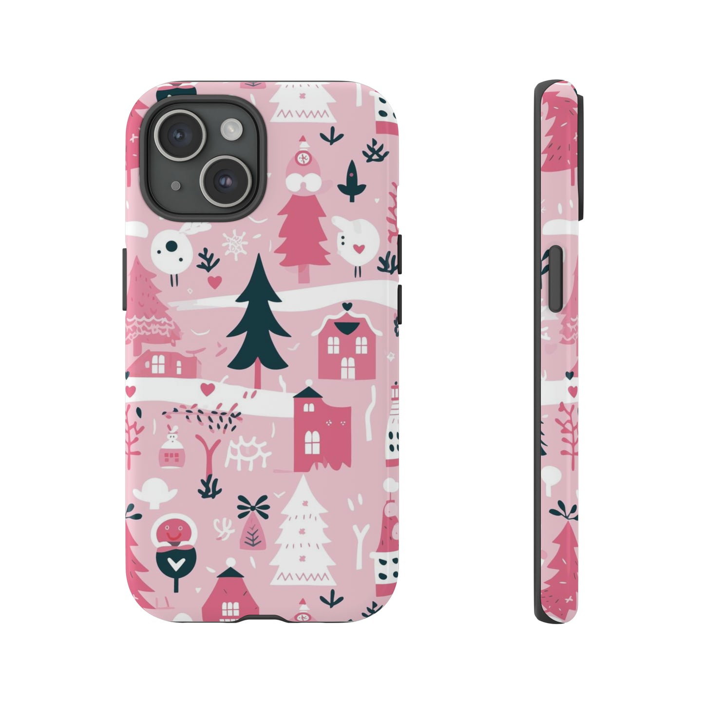 Pink Christmas Design Protective Case for Iphone, Samsung and Google Phones