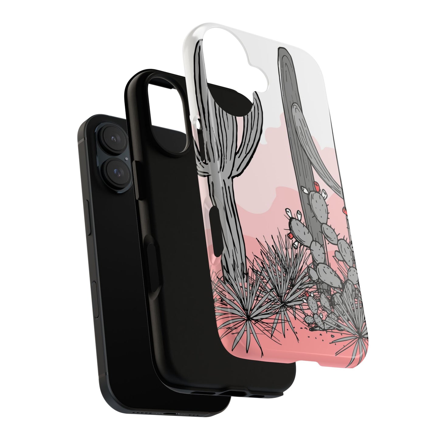 Pastel Cactus Sunset Protective Phone Case