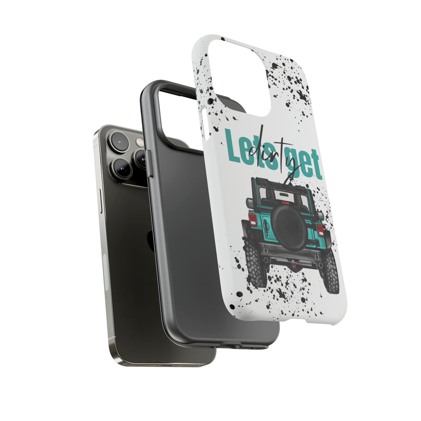 Lets Get Dirty Protective Phone Case for Iphone, Google and Samsung Splatter Turquoise