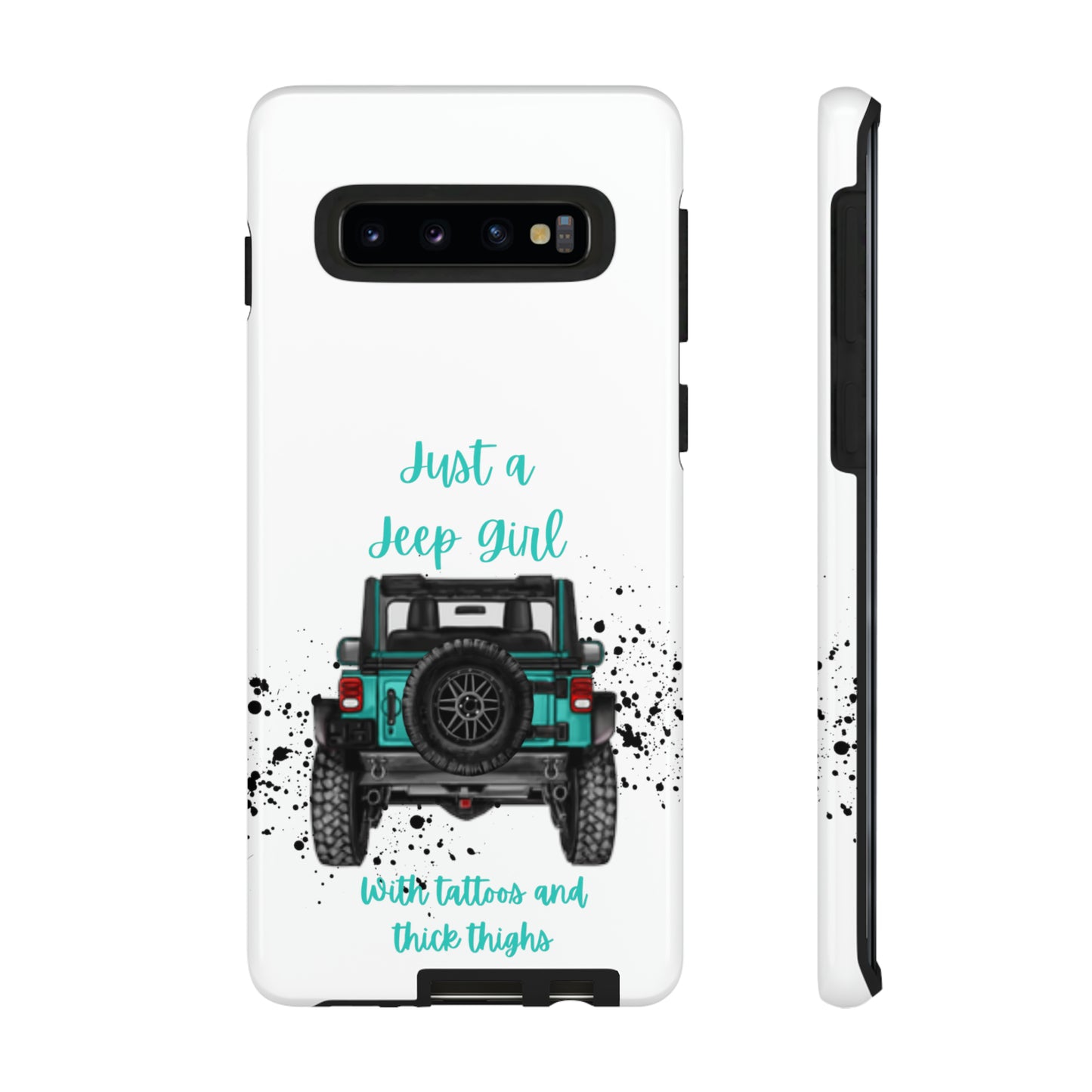 Off Road Girl with Tattoos and Thick Thighs Turquoise Protective Phone Case