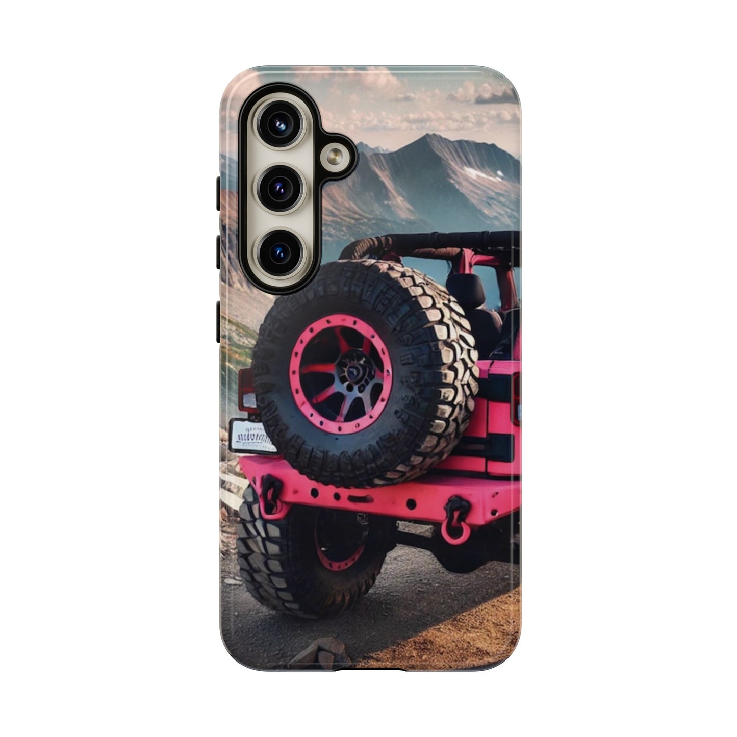 Pink Jeep Tire Protective Phone Case