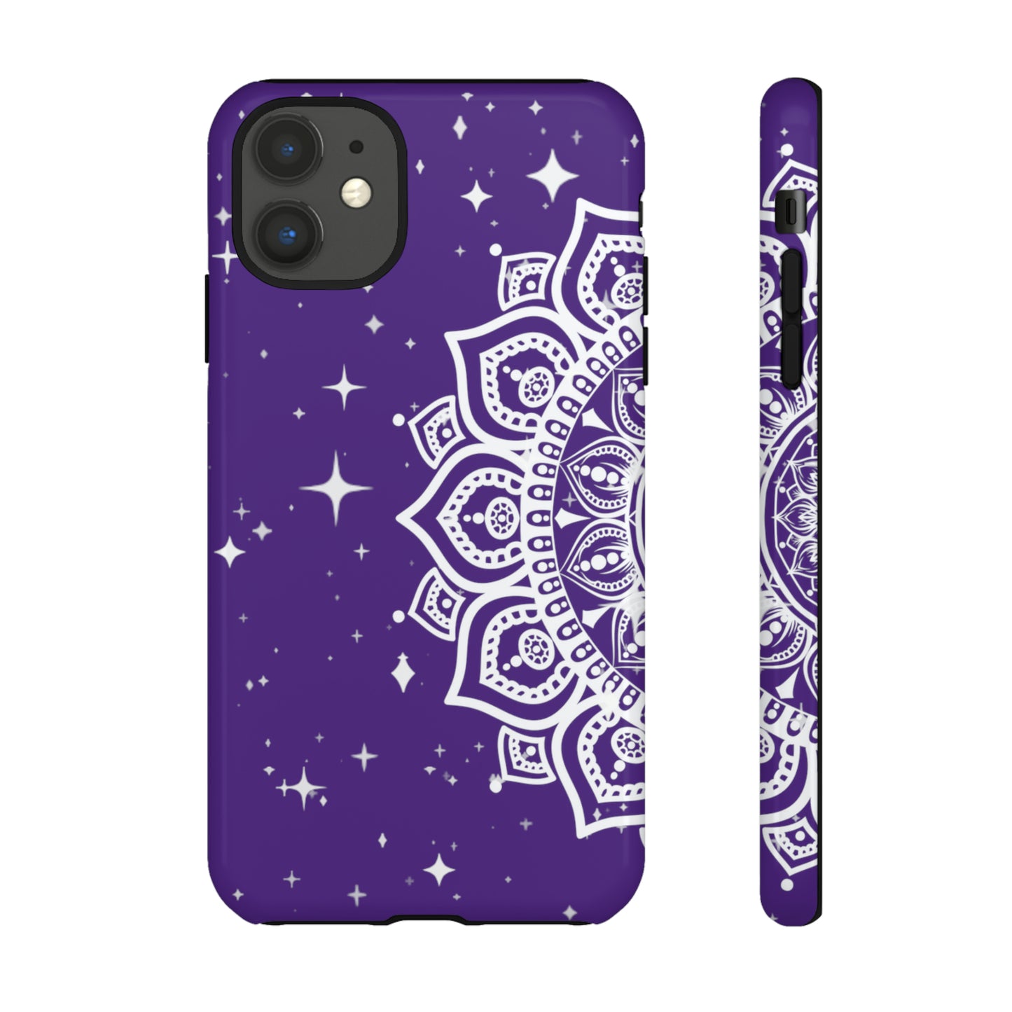 Purple mandala protective phone case for iPhone, Samsung and Google