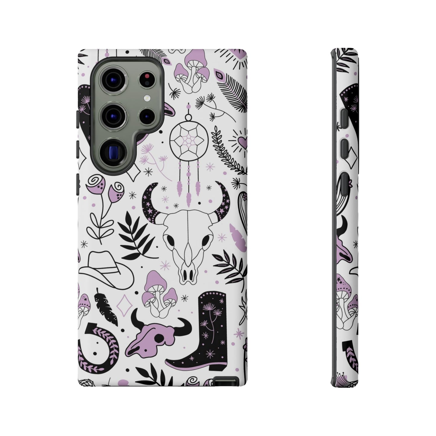 Purple and Black Western Protective Drop Proof Case Iphone, Samsung and Google phones