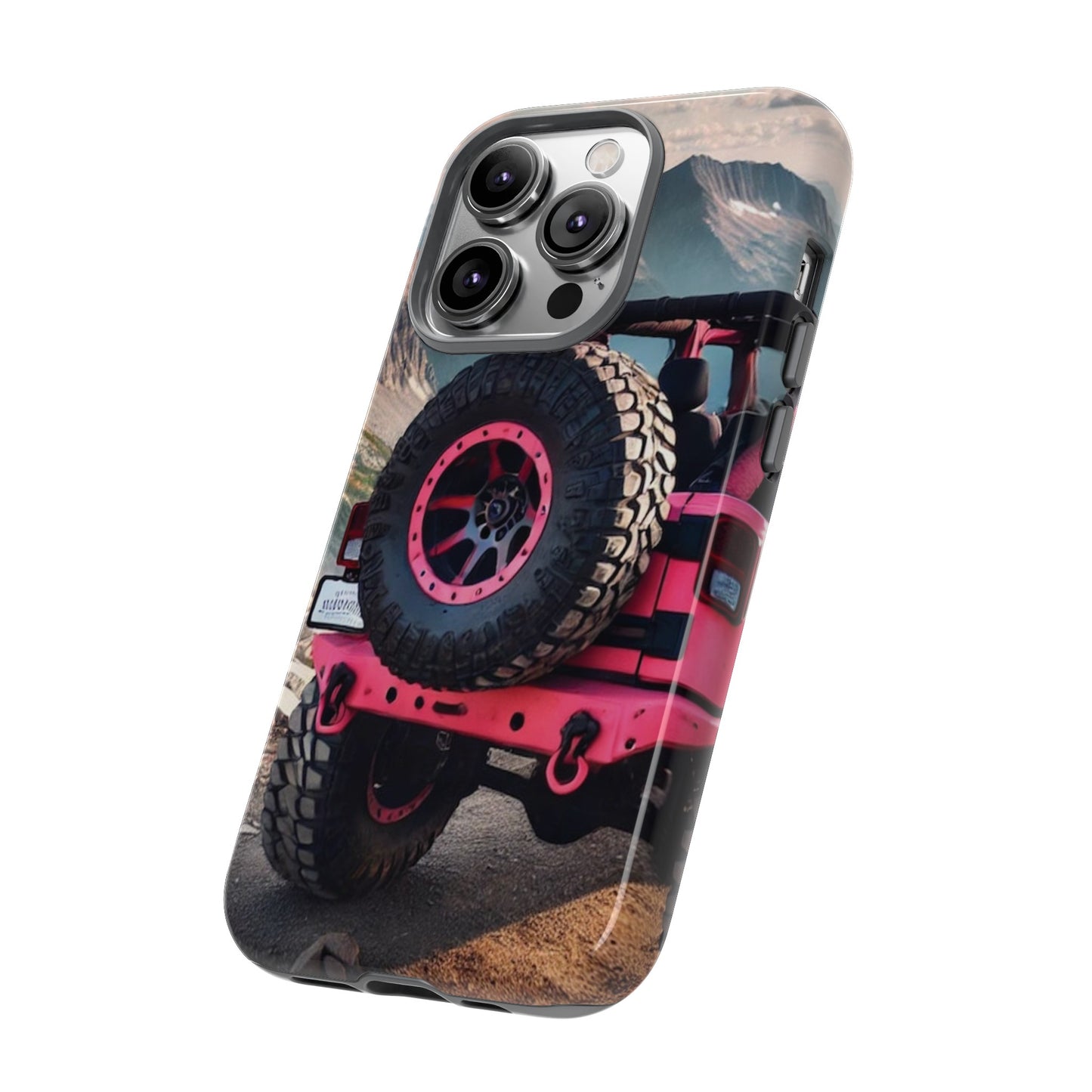 Pink Jeep Tire Protective Phone Case