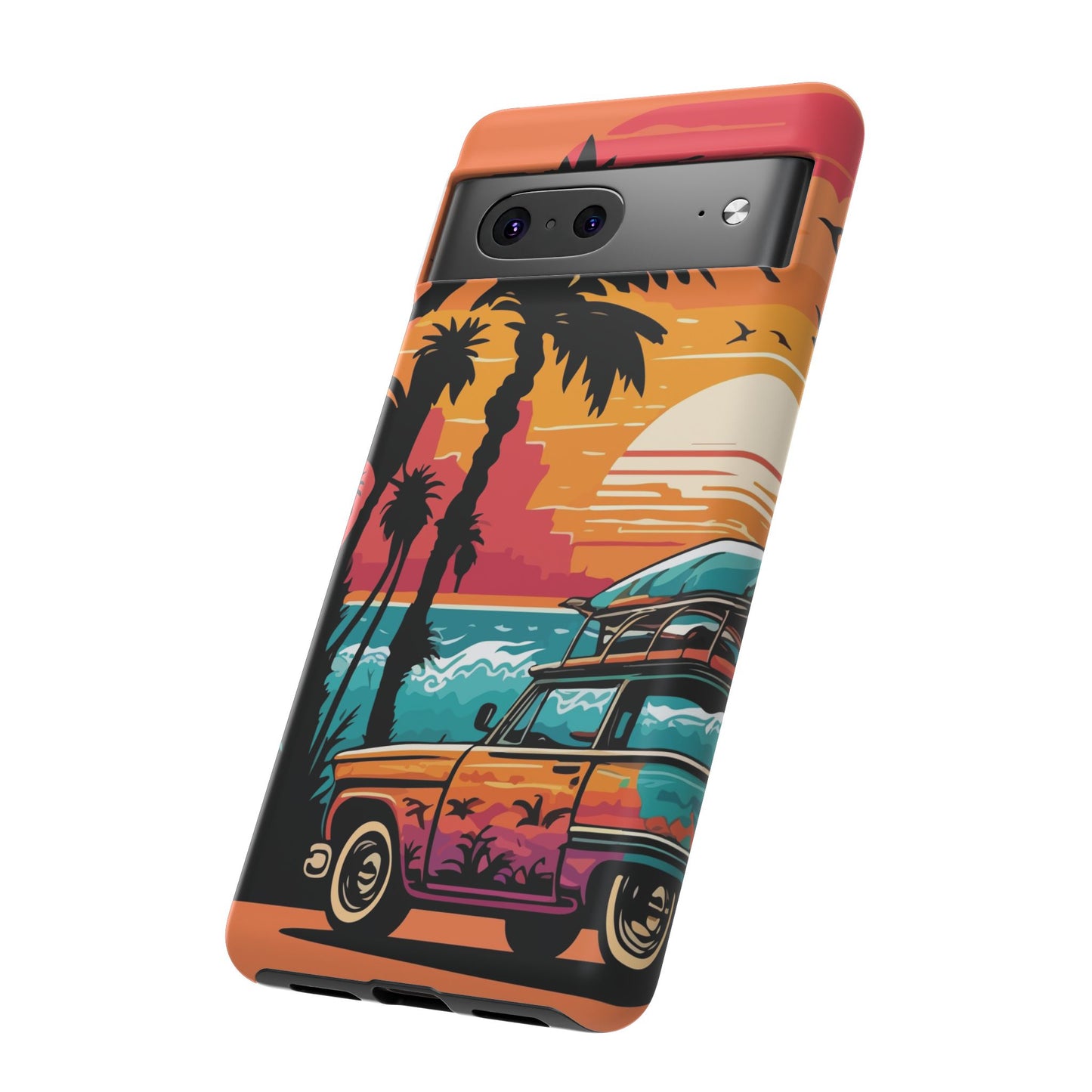 Summer Retro Sunset Protective Phone Case
