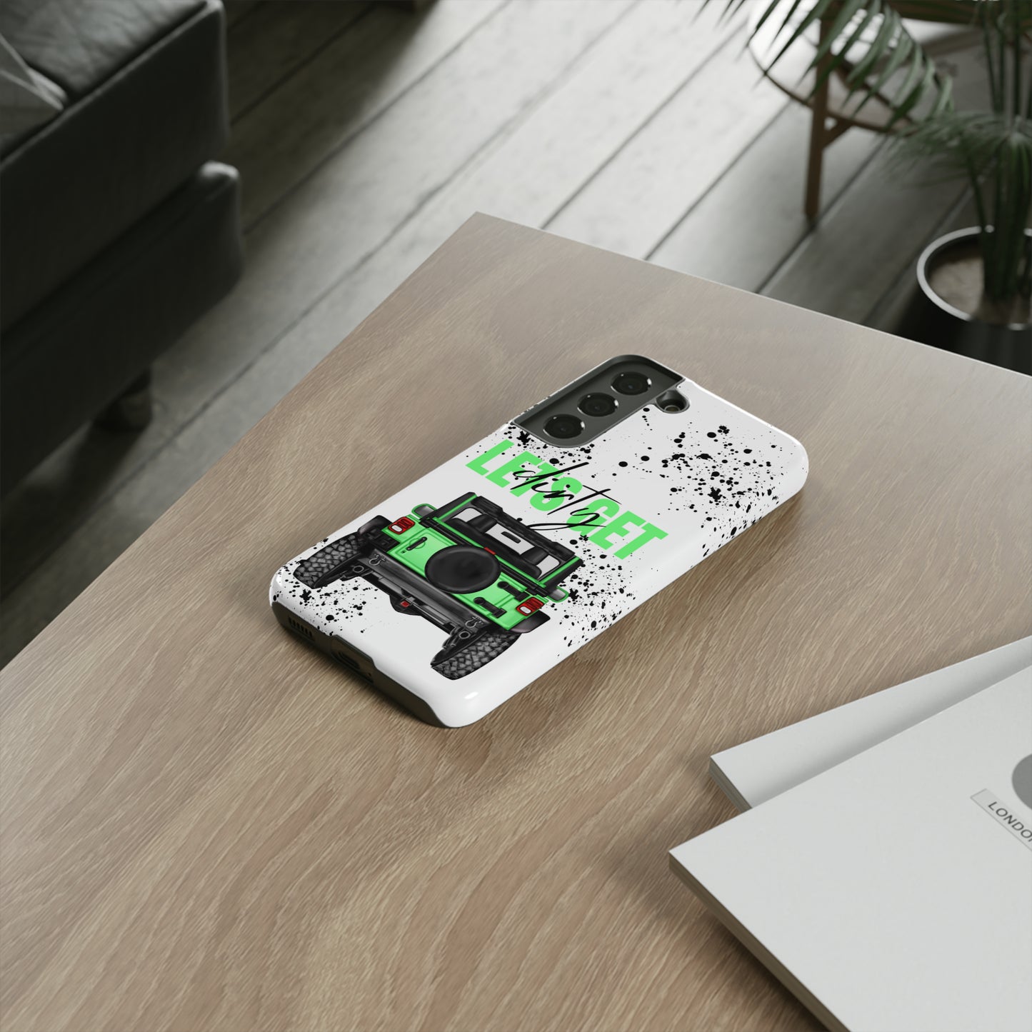 Lets Get Dirty Off Road Green Splatter Protective Phone Case