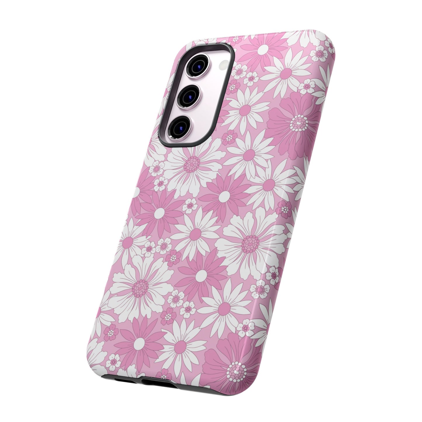 Pink and White Flowers Protective Phone Case