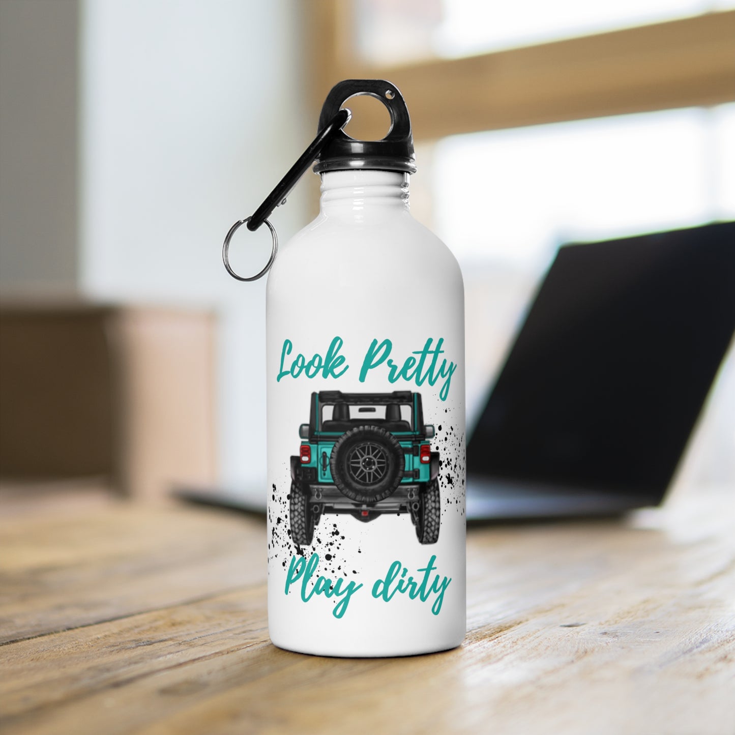 Look Pretty Play Dirty Turquoise Stainless Steel Water Bottle