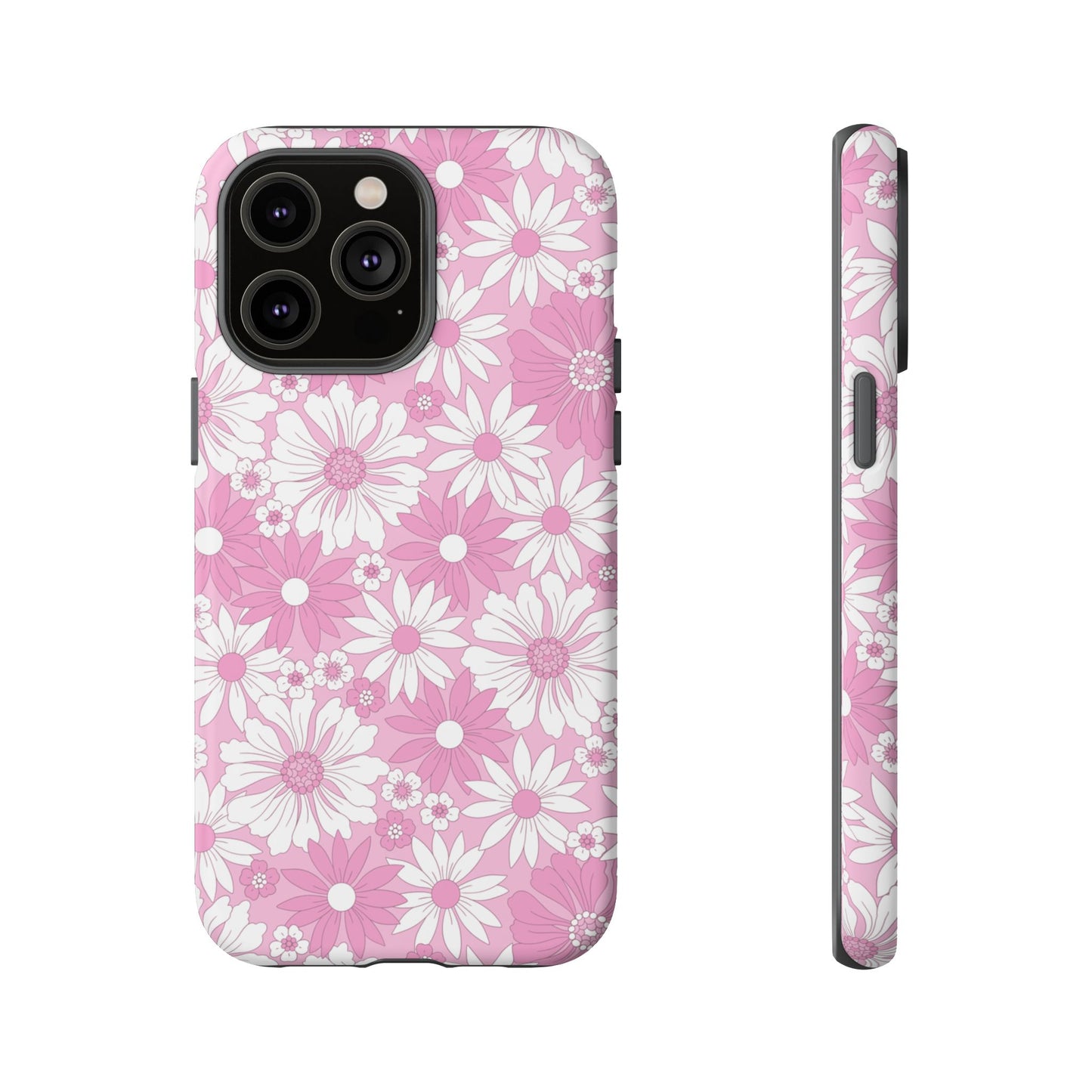 Pink and White Flowers Protective Phone Case