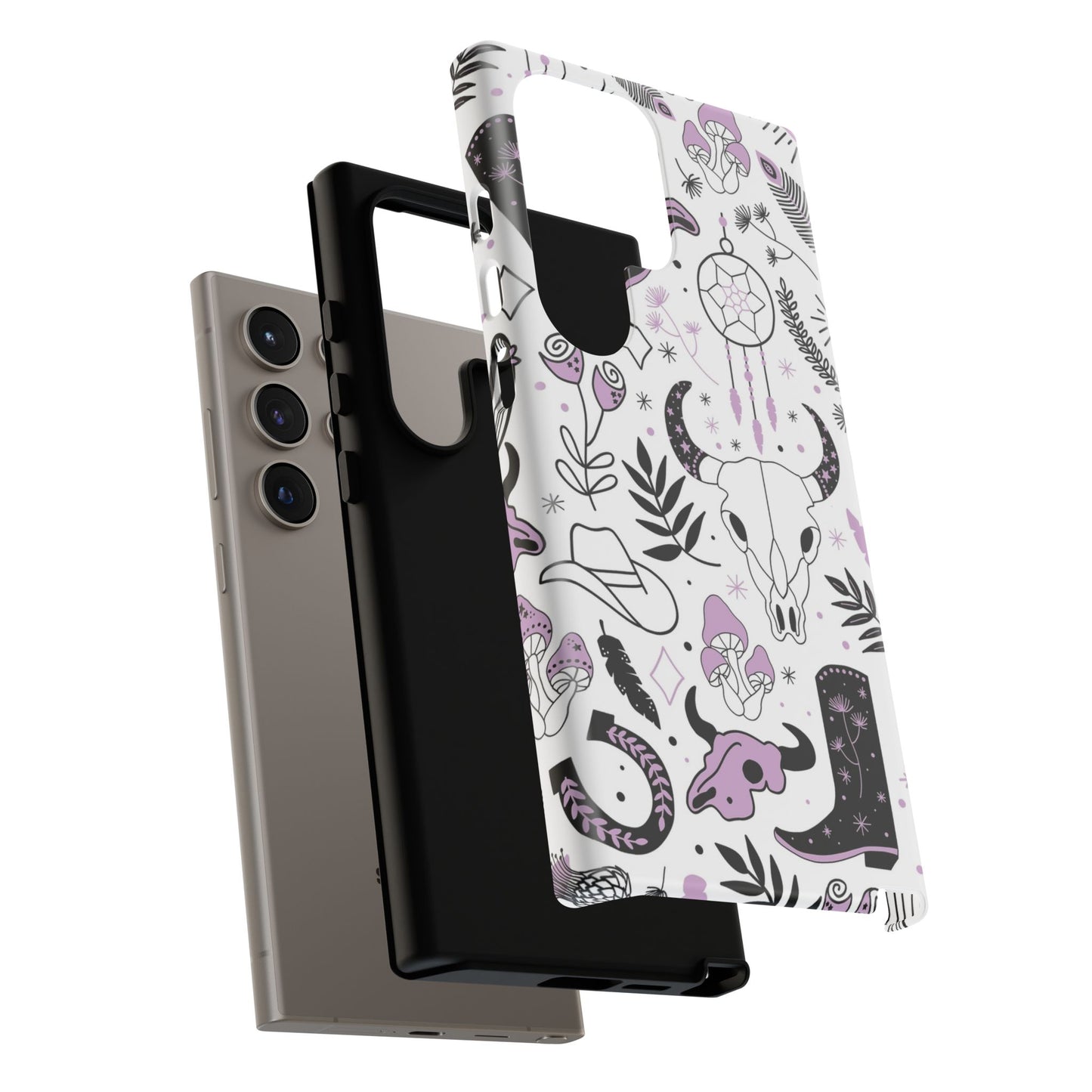 Purple and Black Western Protective Drop Proof Case Iphone, Samsung and Google phones