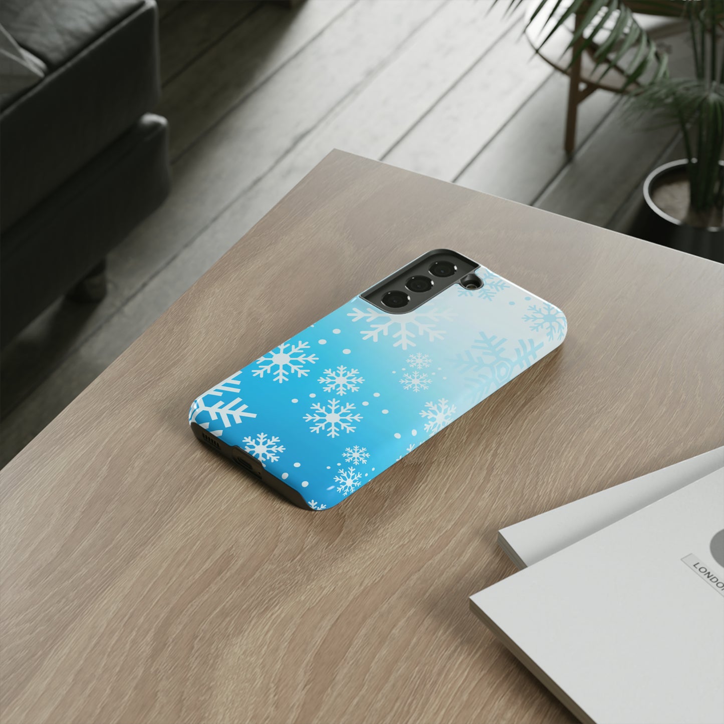 Winter, frozen, snowflake ombré protective phone case for Google, Samsung and IPhone