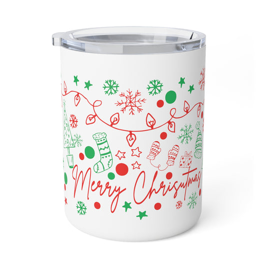 Christmas Doodles Insulated Coffee Mug, 10oz