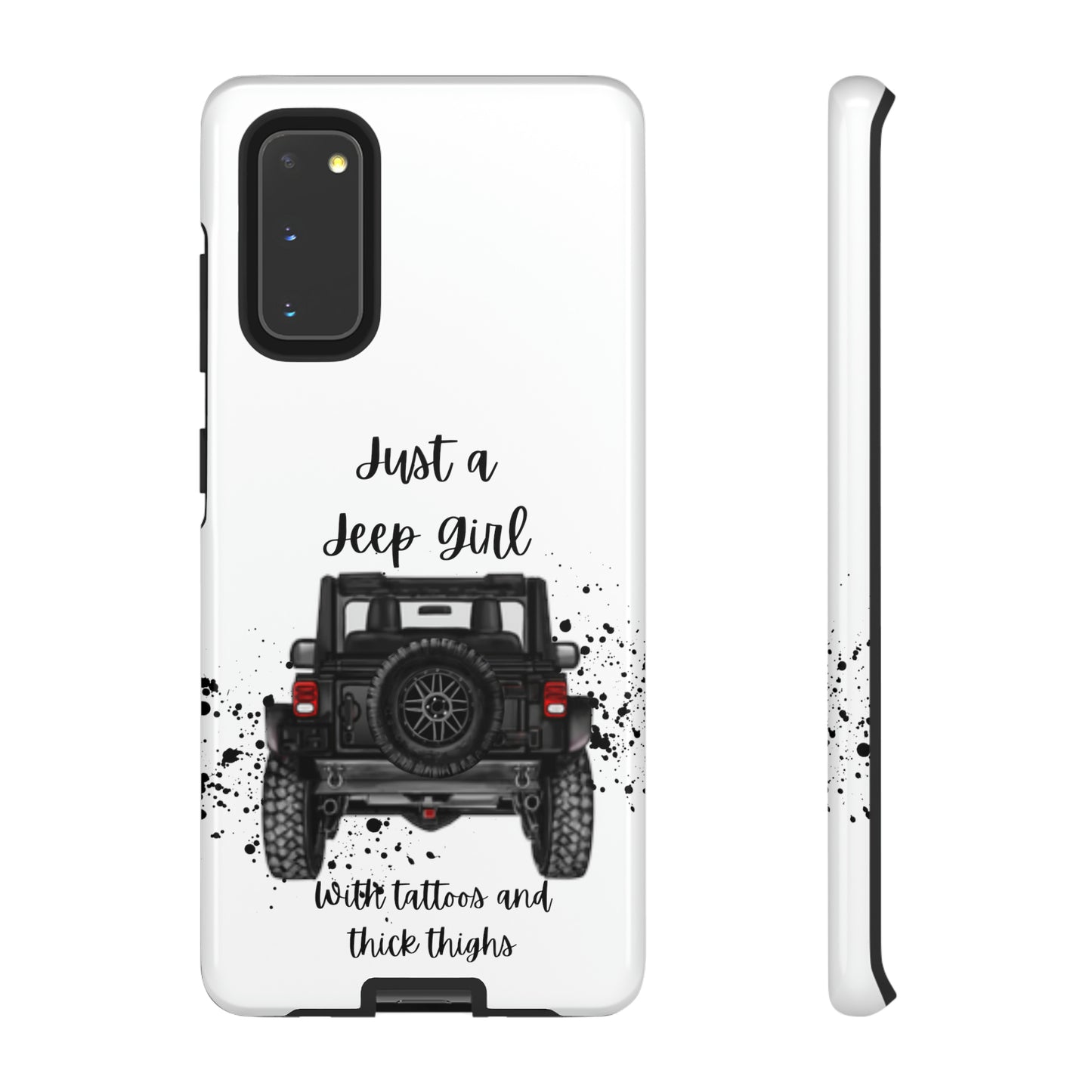 Off Road Girl with Tattoos and Thick Thighs Black Protective Phone Case