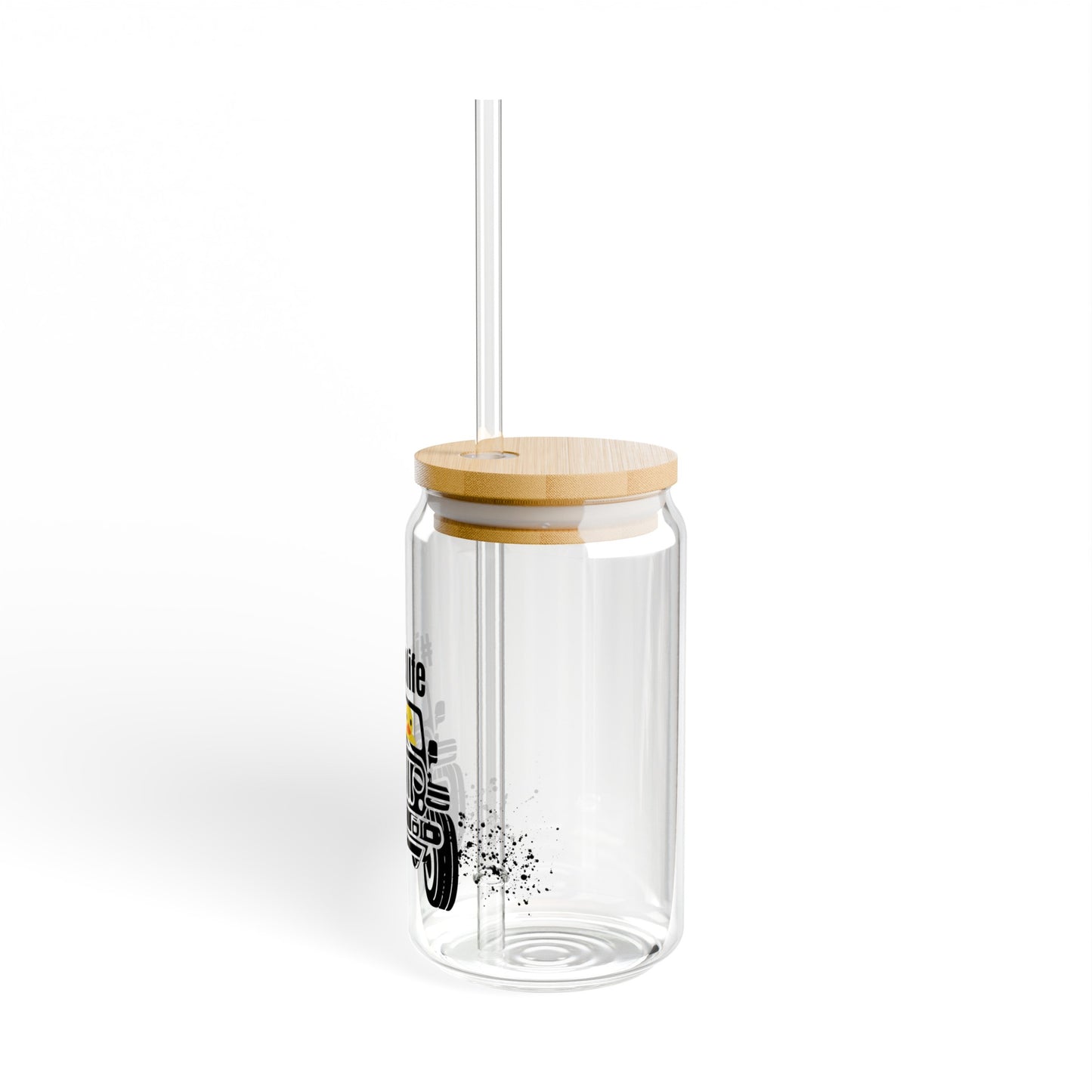 Duck Jeep Life 16oz Glass Can with Lid and Straw