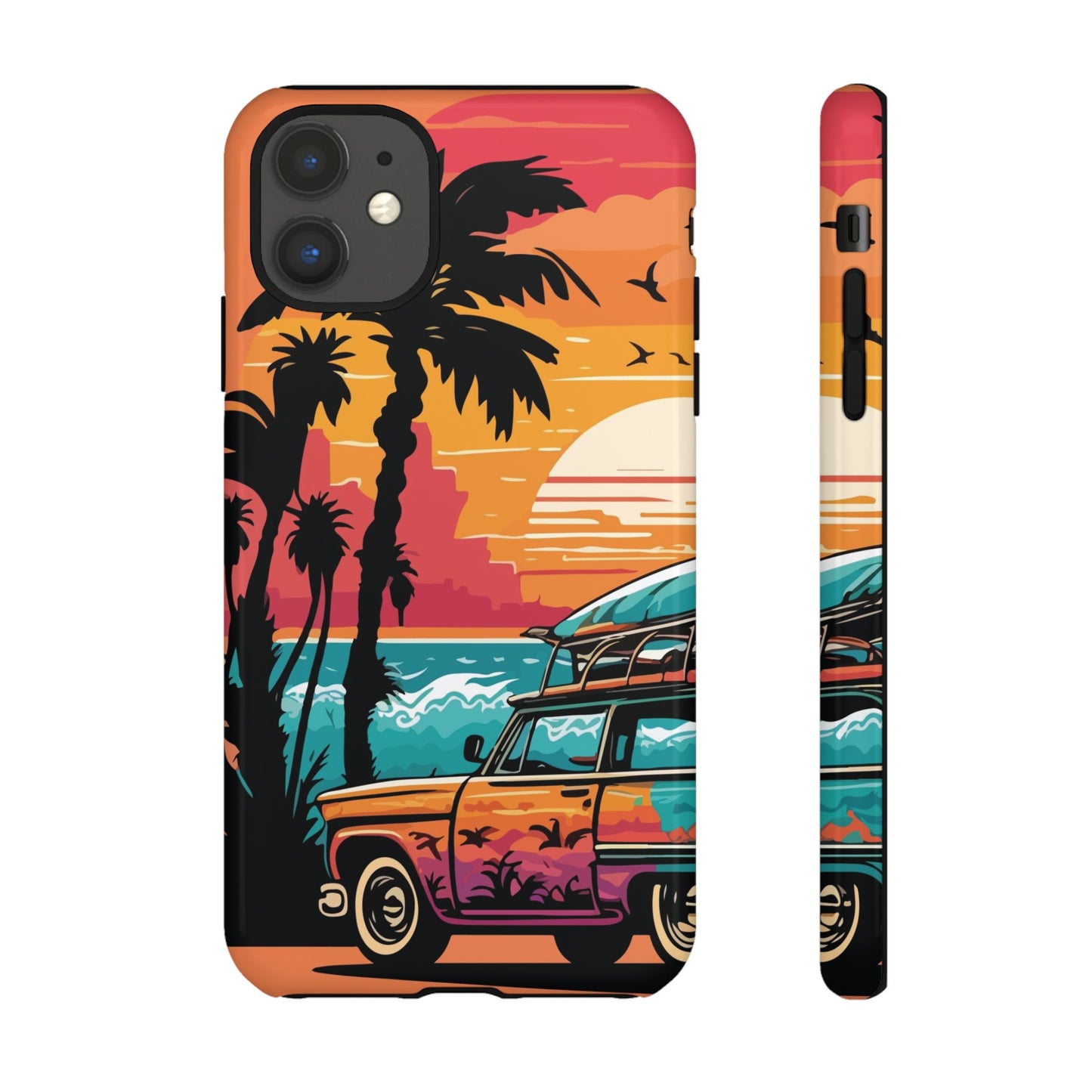 Summer Retro Sunset Protective Phone Case