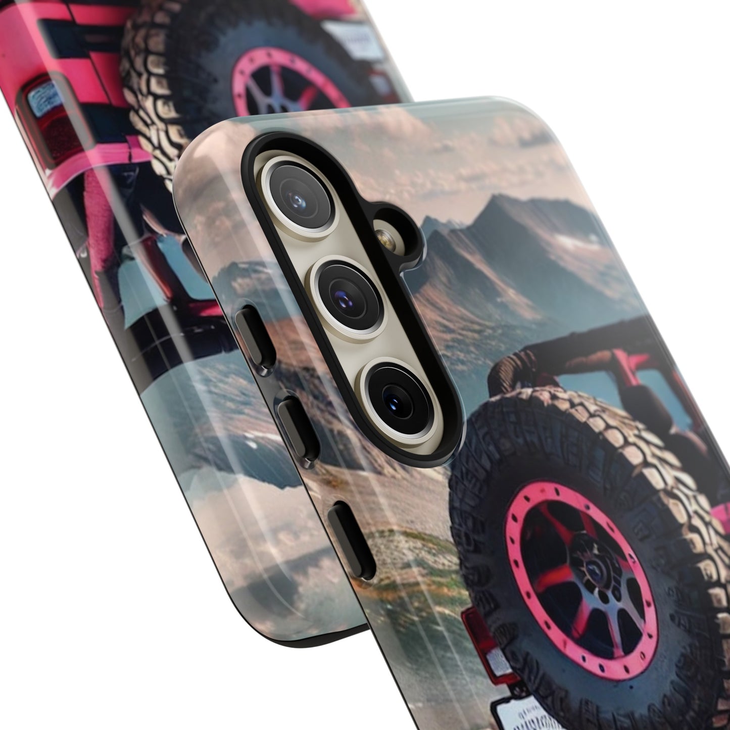 Pink Jeep Tire Protective Phone Case