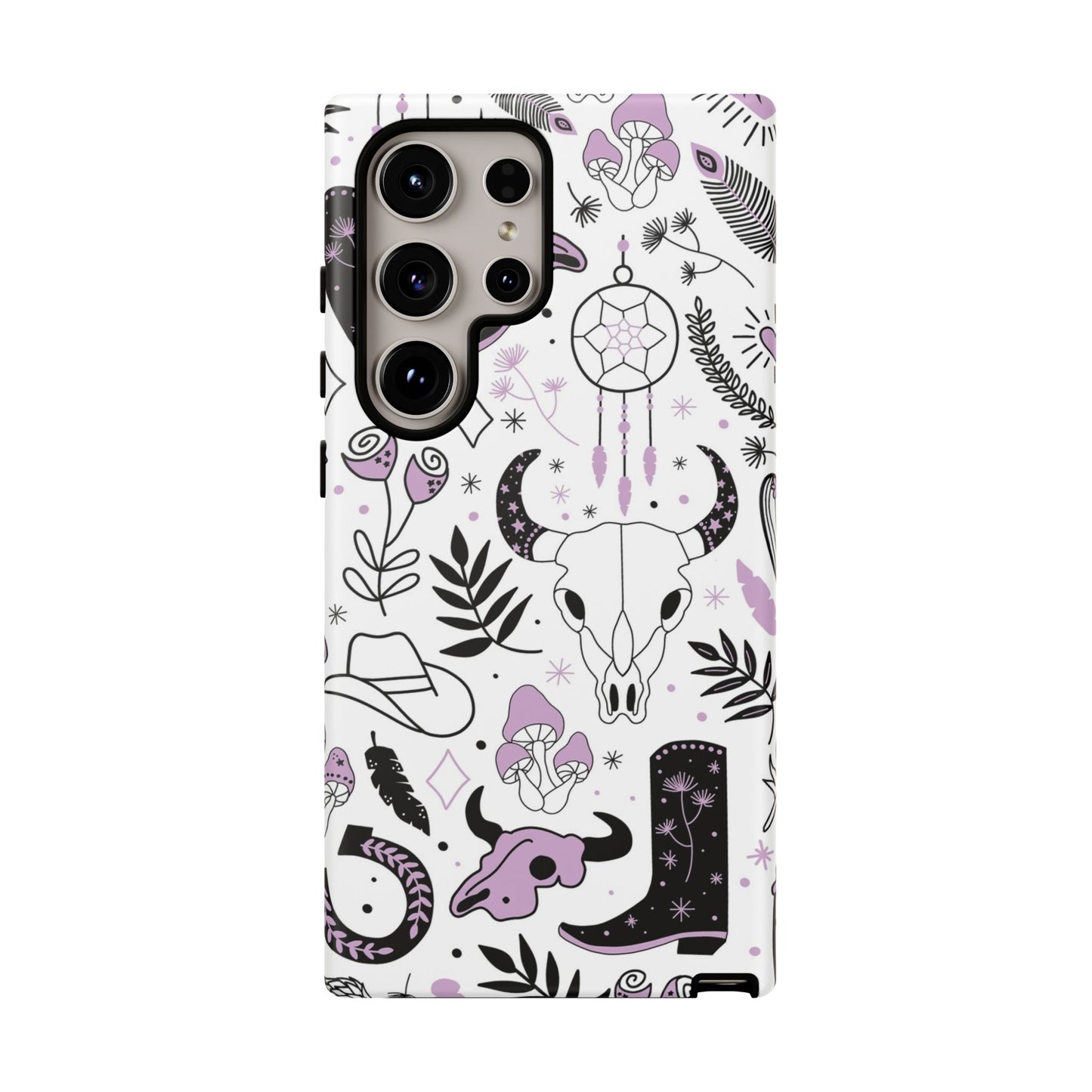 Purple and Black Western Protective Drop Proof Case Iphone, Samsung and Google phones