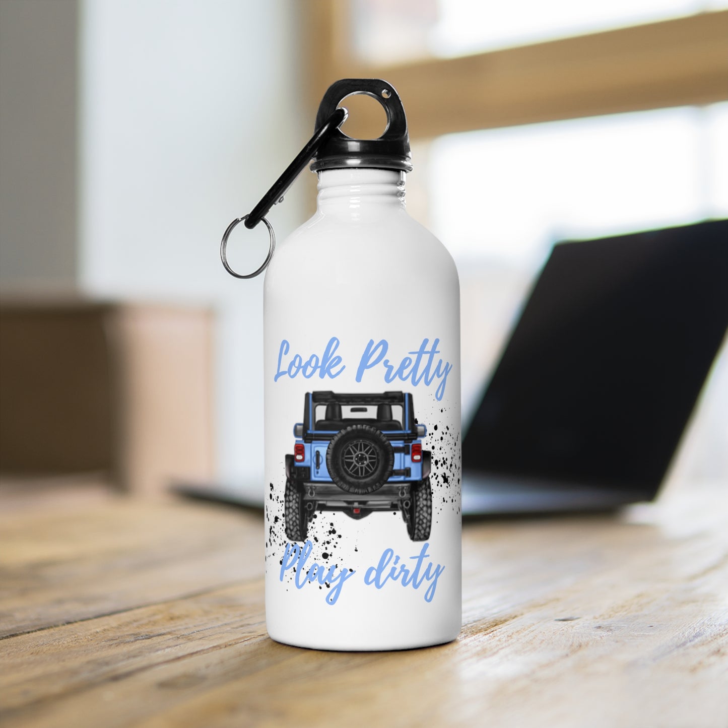 Look Pretty Play Dirty Blue Stainless Steel Water Bottle