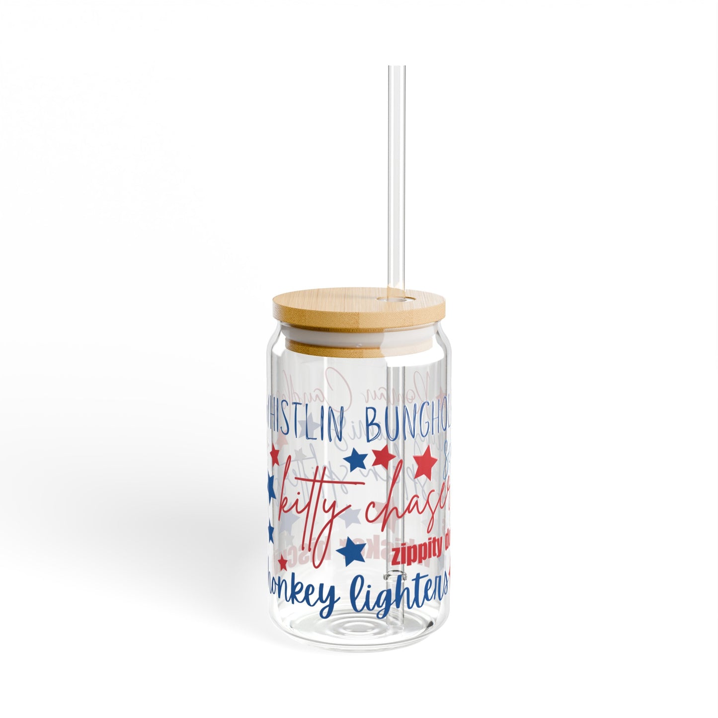 Joe Dirt Fireworks 16oz Glass Can with Lid and Straw