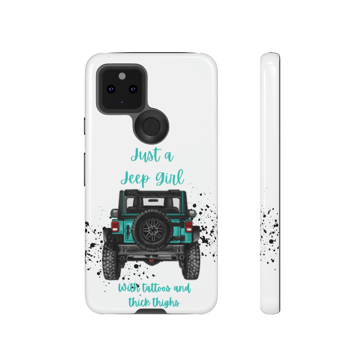 Off Road Girl with Tattoos and Thick Thighs Turquoise Protective Phone Case