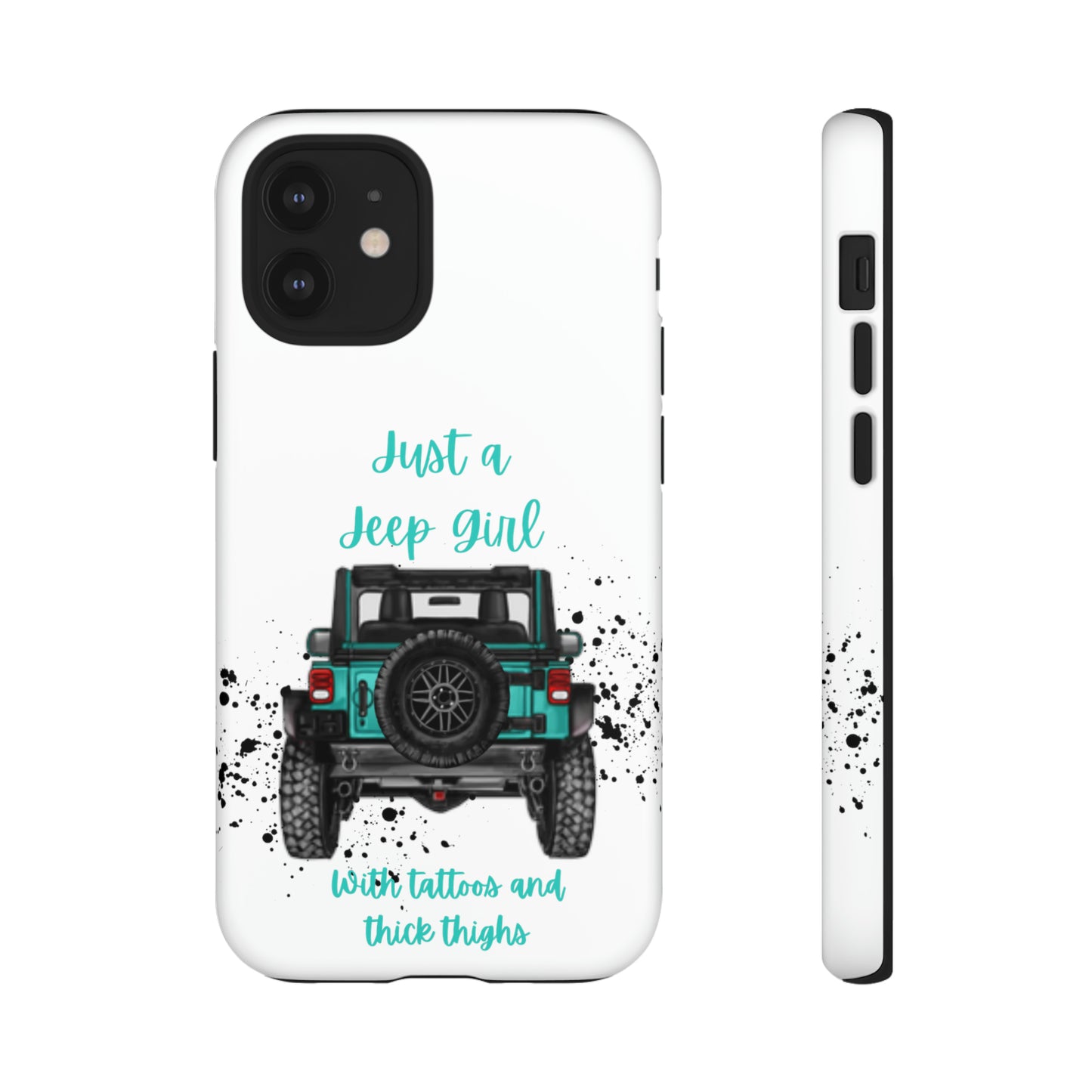 Off Road Girl with Tattoos and Thick Thighs Turquoise Protective Phone Case