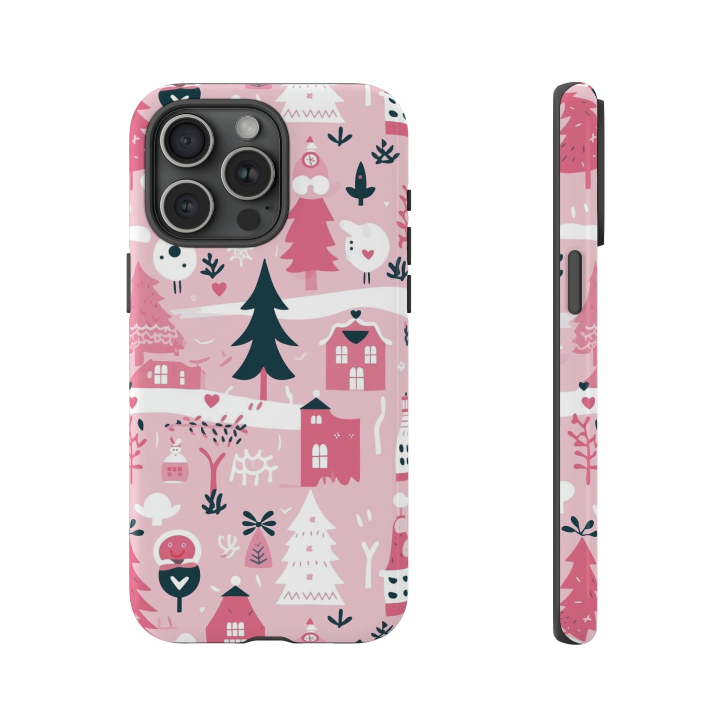 Pink Christmas Design Protective Case for Iphone, Samsung and Google Phones