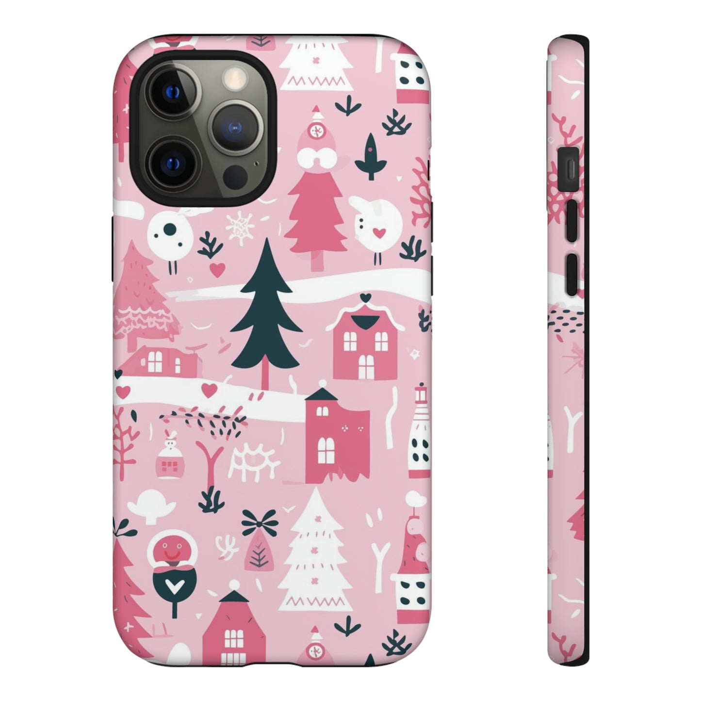 Pink Christmas Design Protective Case for Iphone, Samsung and Google Phones